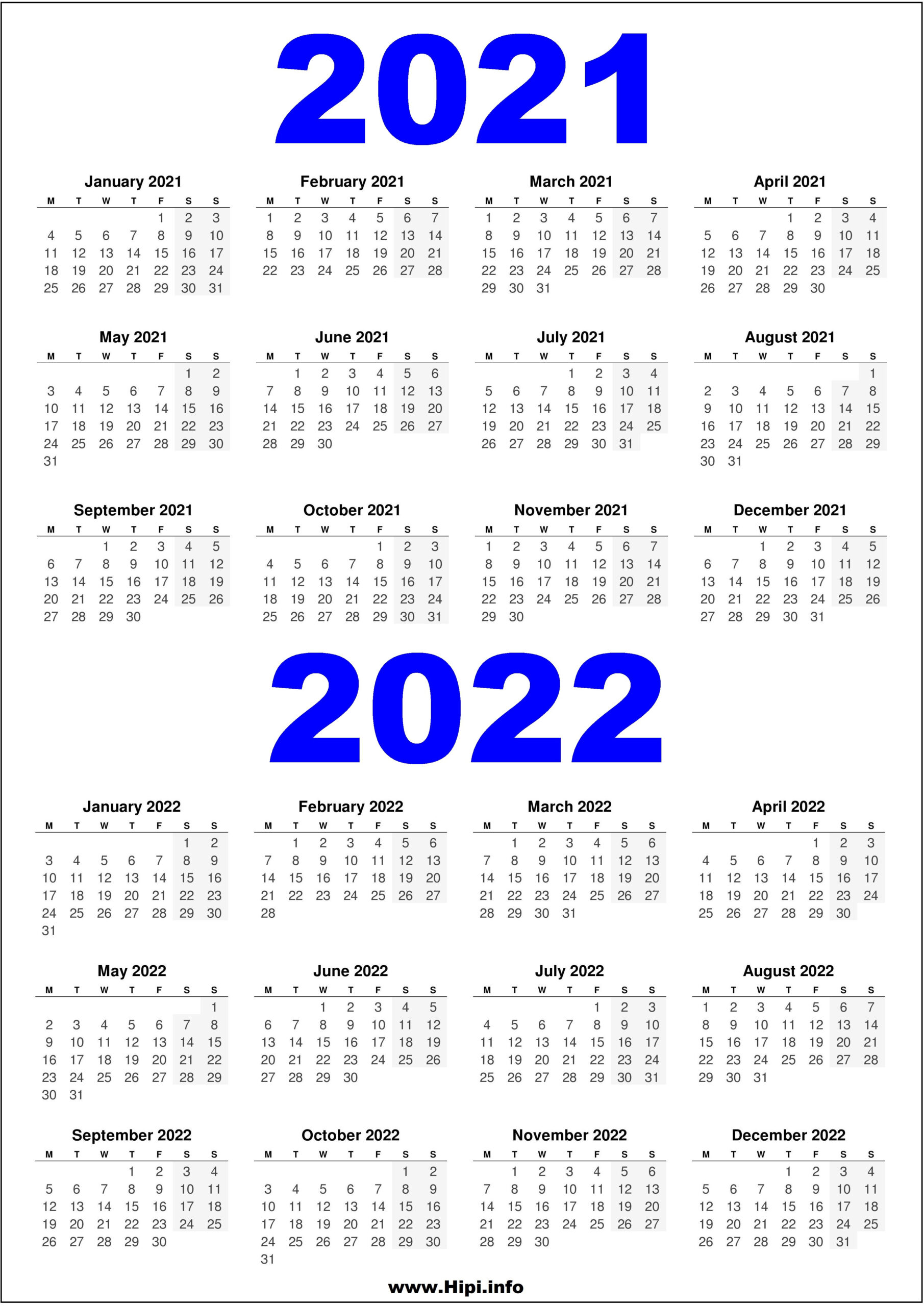 2021 And 2022 Printable Uk Calendar - 2 Year - Hipi | Calendars-Printable Monthly Calendar 2022 Uk