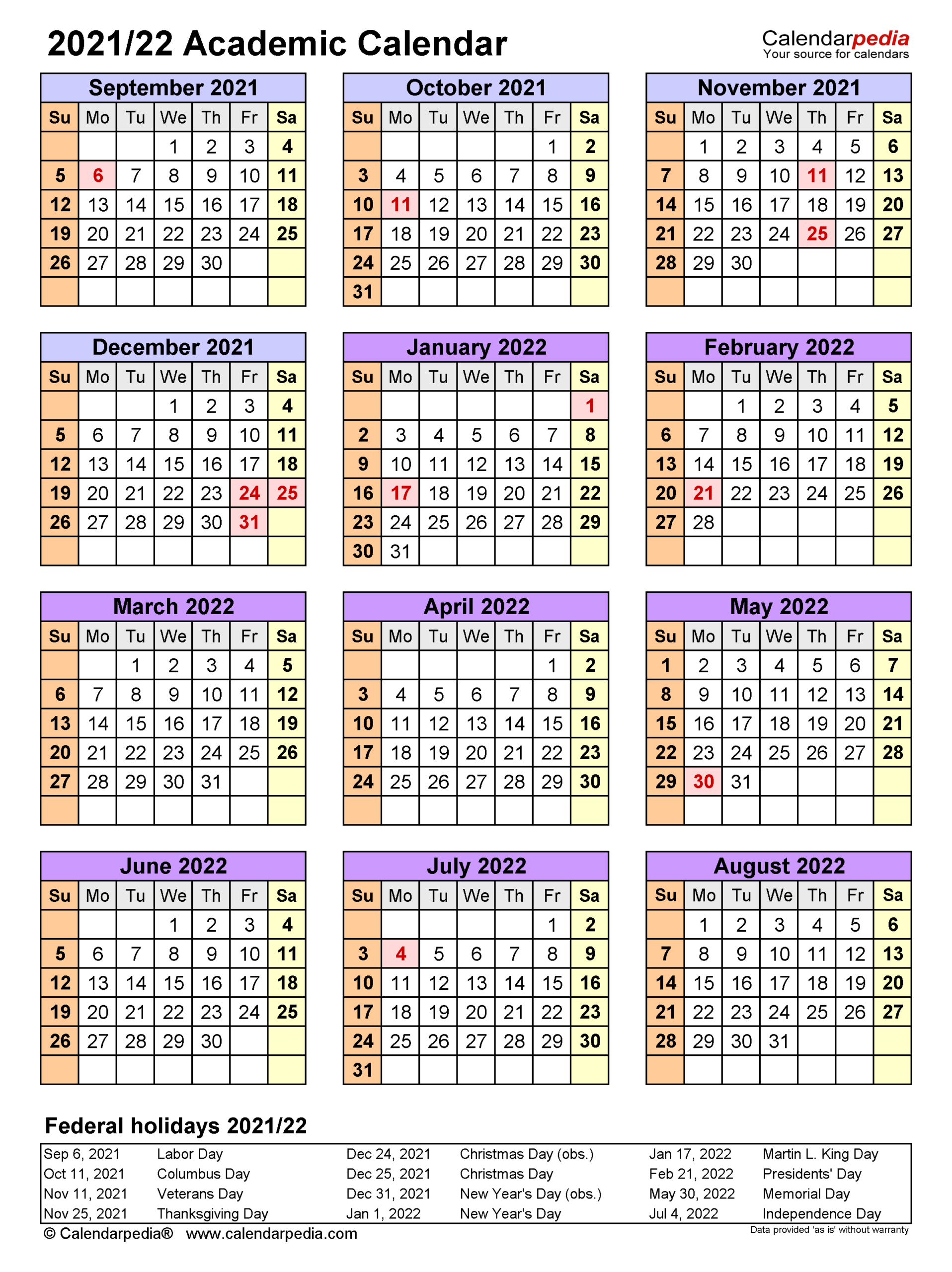 2021 To 2022 School Calendar | Printable Calendars 2021-Time And Date Calendar 2022 Printable