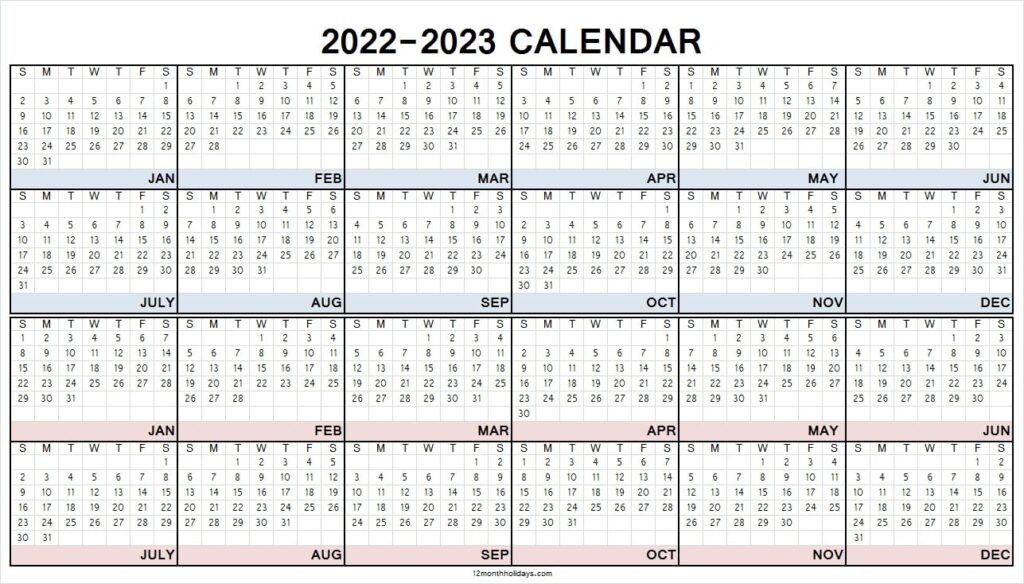 2022-2023 Academic Calendar Template | Free Printable 2 Year Calendar-2022 And 2023 Calendar Printable