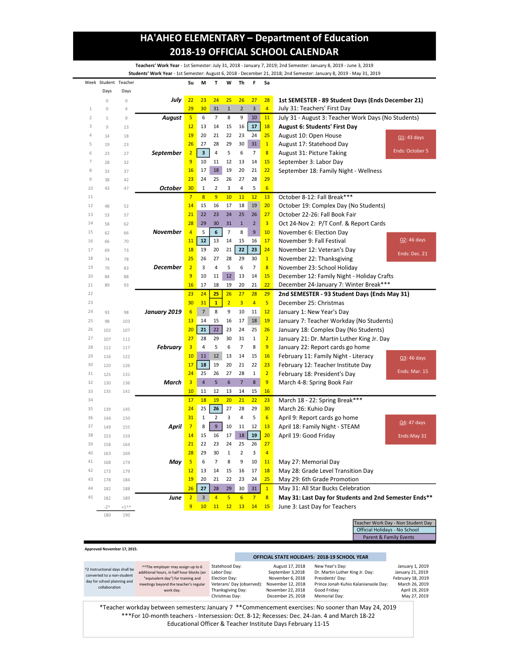 2022-2023 Doe Hawaii Calendar | September 2022 Calendar-School Calendar 2022 To 2023 Nyc