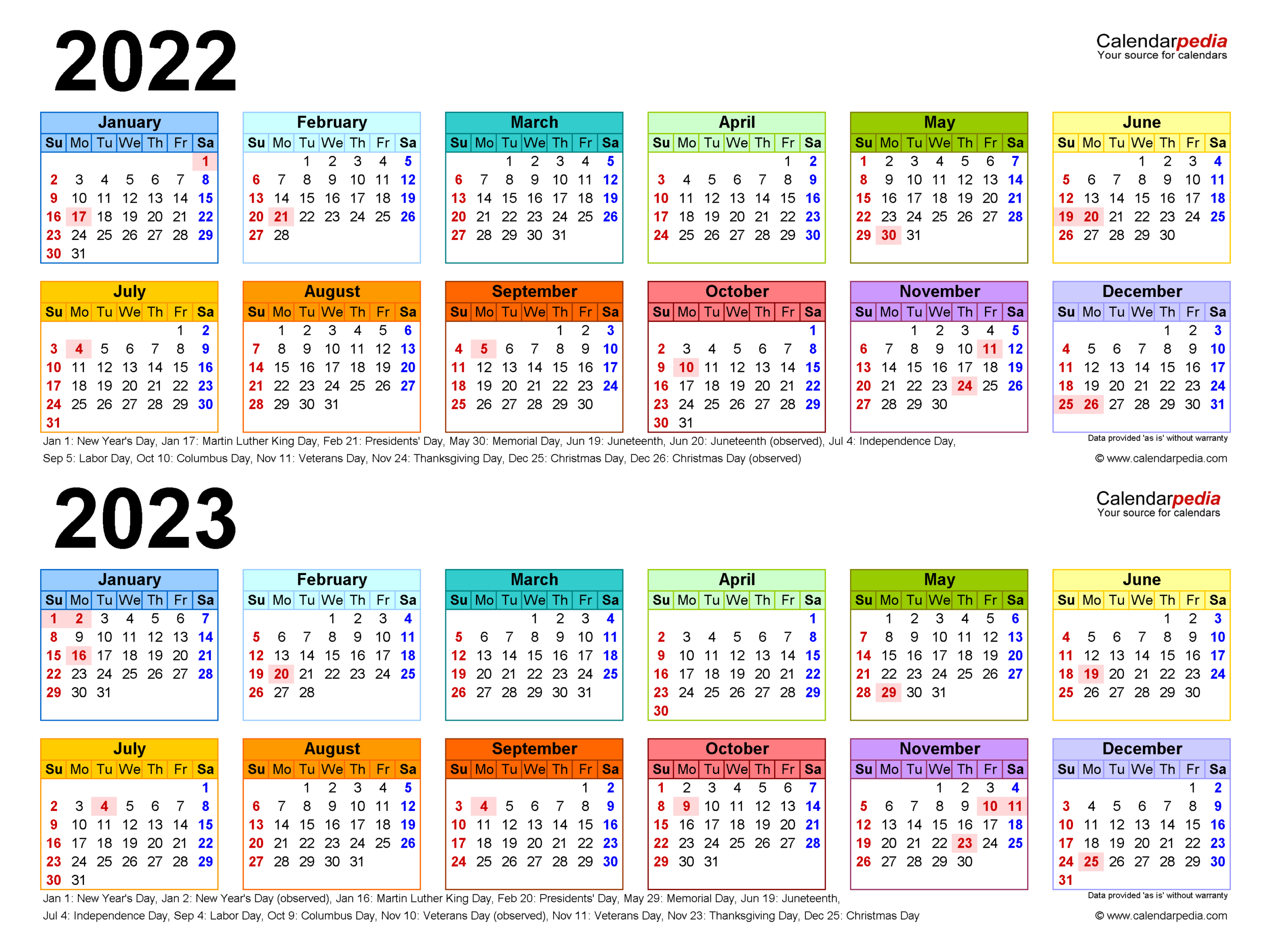 2022-2023 Two Year Calendar - Free Printable Word Templates-Two Year Calendar 2021 And 2022 Printable