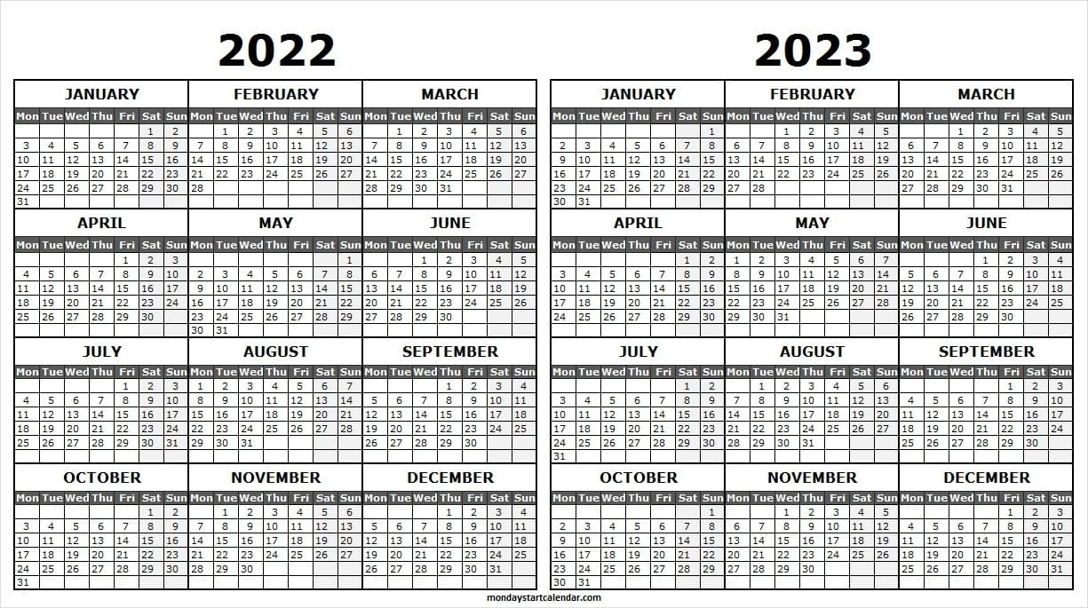 2022 And 2023 Academic Calendar Printable | 2 Year Calendar Template-2022 Calendar Printable Time And Date