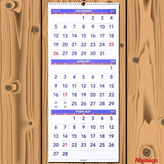 2022 At-A-Glance Pm11-28 3-Month Wall Calendar, 12-1/4 X 27&quot; | Nordisco-At A Glance Calendar 2022