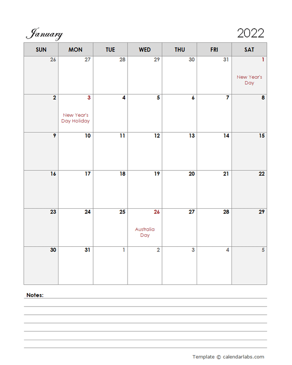 2022 Australia Calendar Template Large Boxes - Free Printable Templates-Key Calendar Dates 2022 Uk