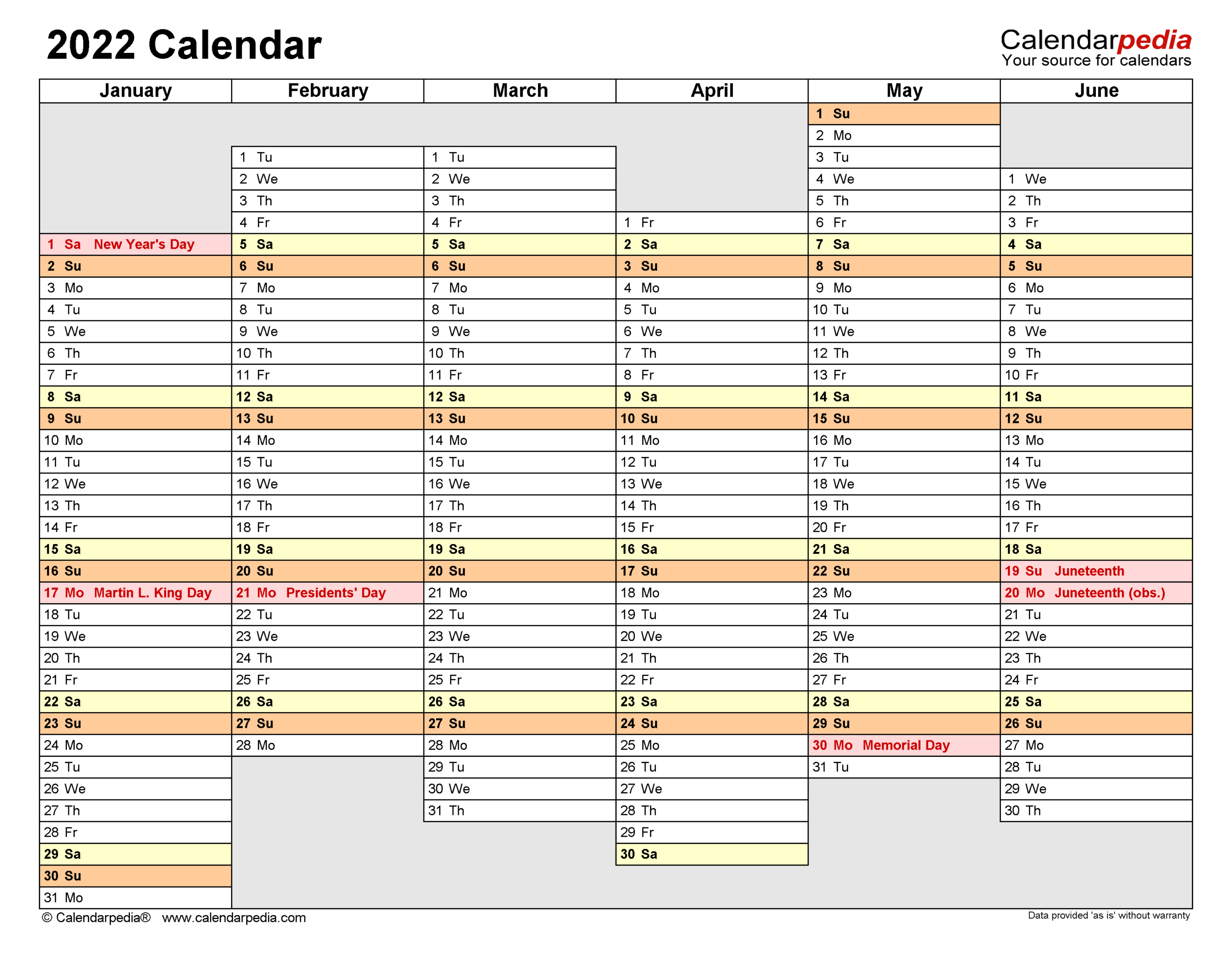2022 Calendar - Free Printable Pdf Templates - Calendarpedia-2022 Printable Calendar One Page