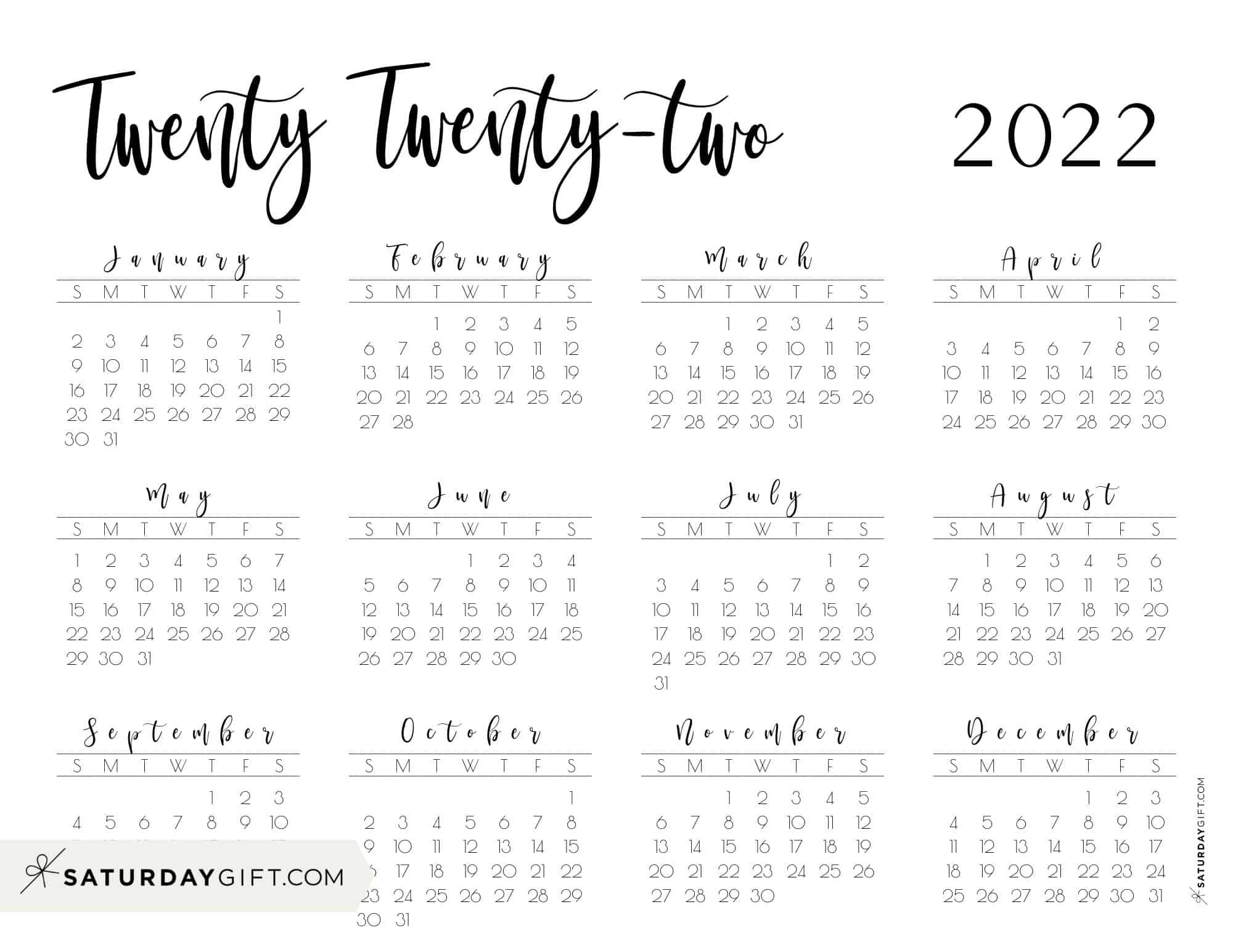 2022 Calendar Printable - Cute &amp; Free 2022 Yearly Calendar Templates-Yearly Calendar 2022 Free Printable