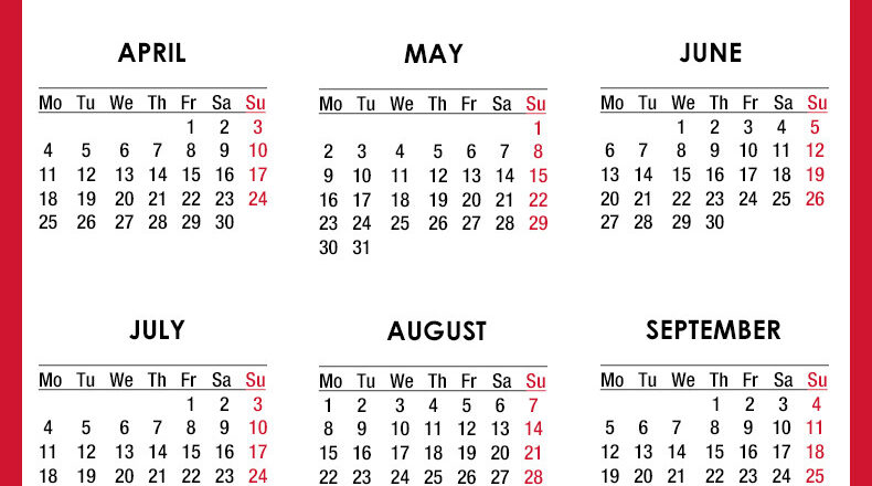 2022 Calendar Printable Free, Red - Monday Start - Nycdesign.co-2022 Printable Calendar By Month