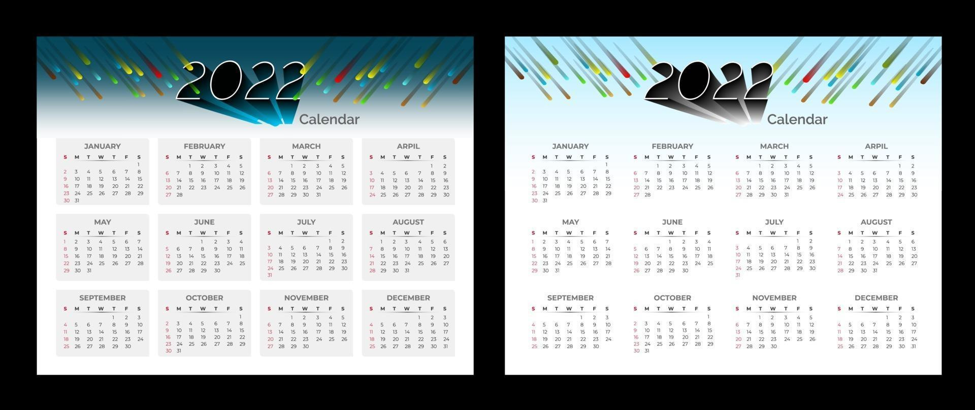 2022 Calendar Template Wall Calendar 2022 Vector Desk Calendar Design-2022 Calendar Vector Free Download