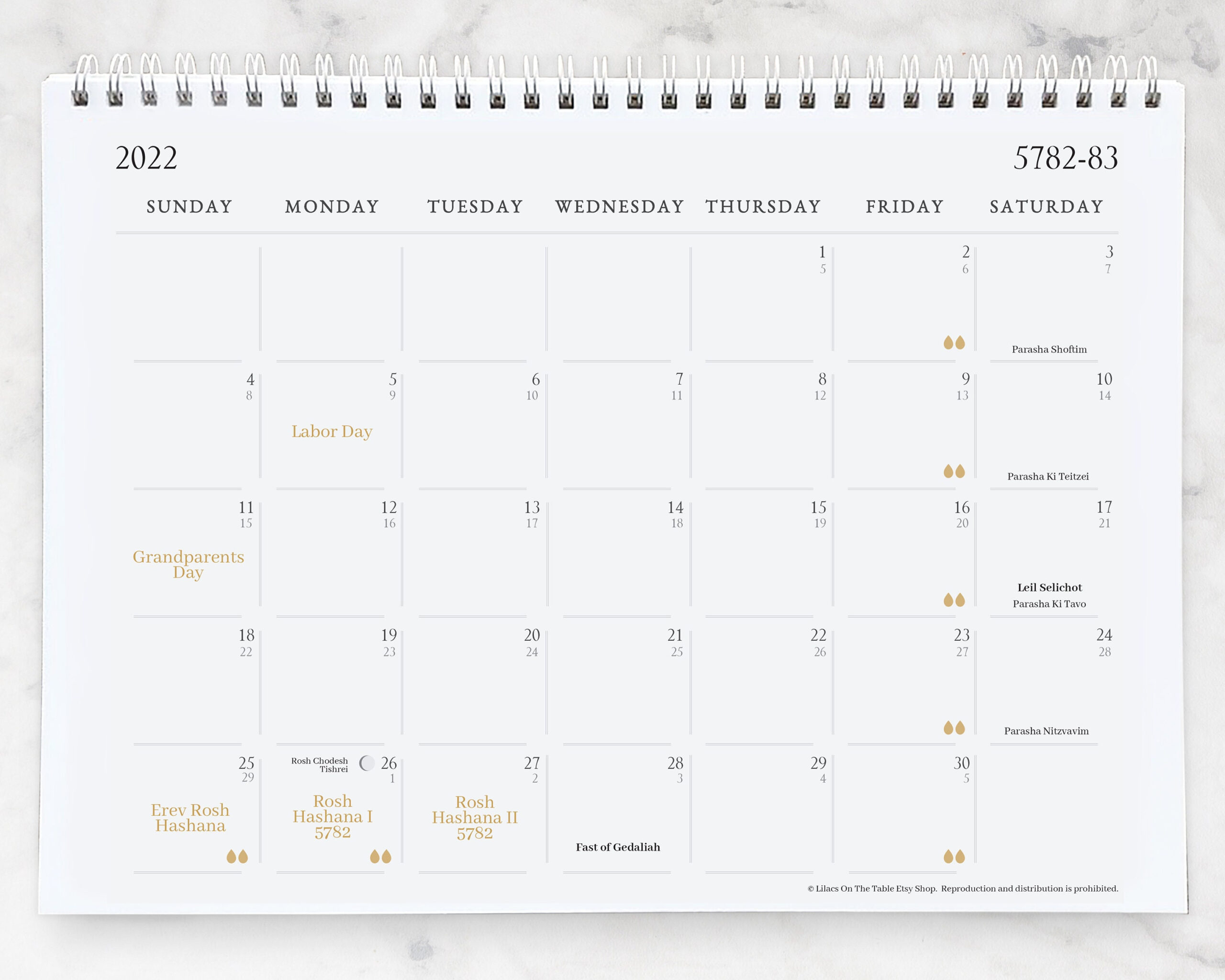 2022 Dotted Modern Jewish Printable Calendar Jewish Holidays | Etsy-Free Printable 2022 Calendar With Holidays Nz
