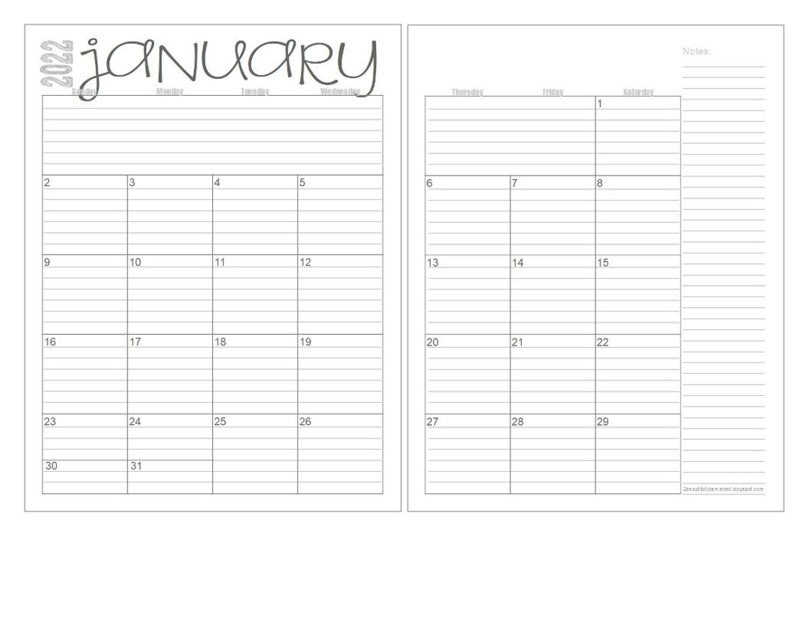 2022 Monthly 2-Page Lined Calendars 8.5X11 Jan Dec | Etsy-2022 Printable Calendar By Month