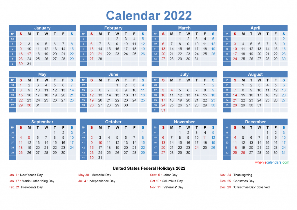 2022 One Page Calendar Printable In 2021 | Yearly Calendar Template-2021 Calendar 2022 Printable Pdf