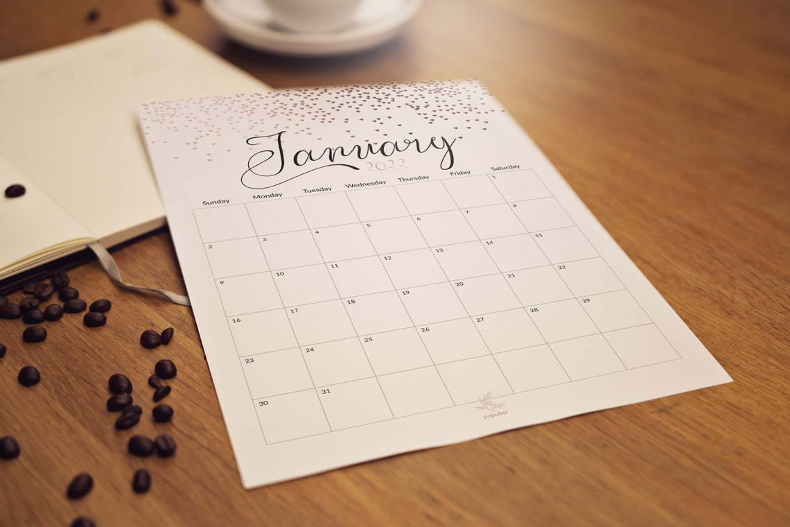 2022 Printable Calendar 2022 Wall Calendar Monthly Planner | Etsy-Make Your Own Calendar 2022