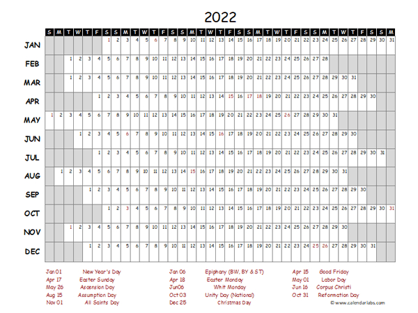 2022 Yearly Project Timeline Calendar Germany - Free Printable Templates-Key Calendar Dates 2022 Uk