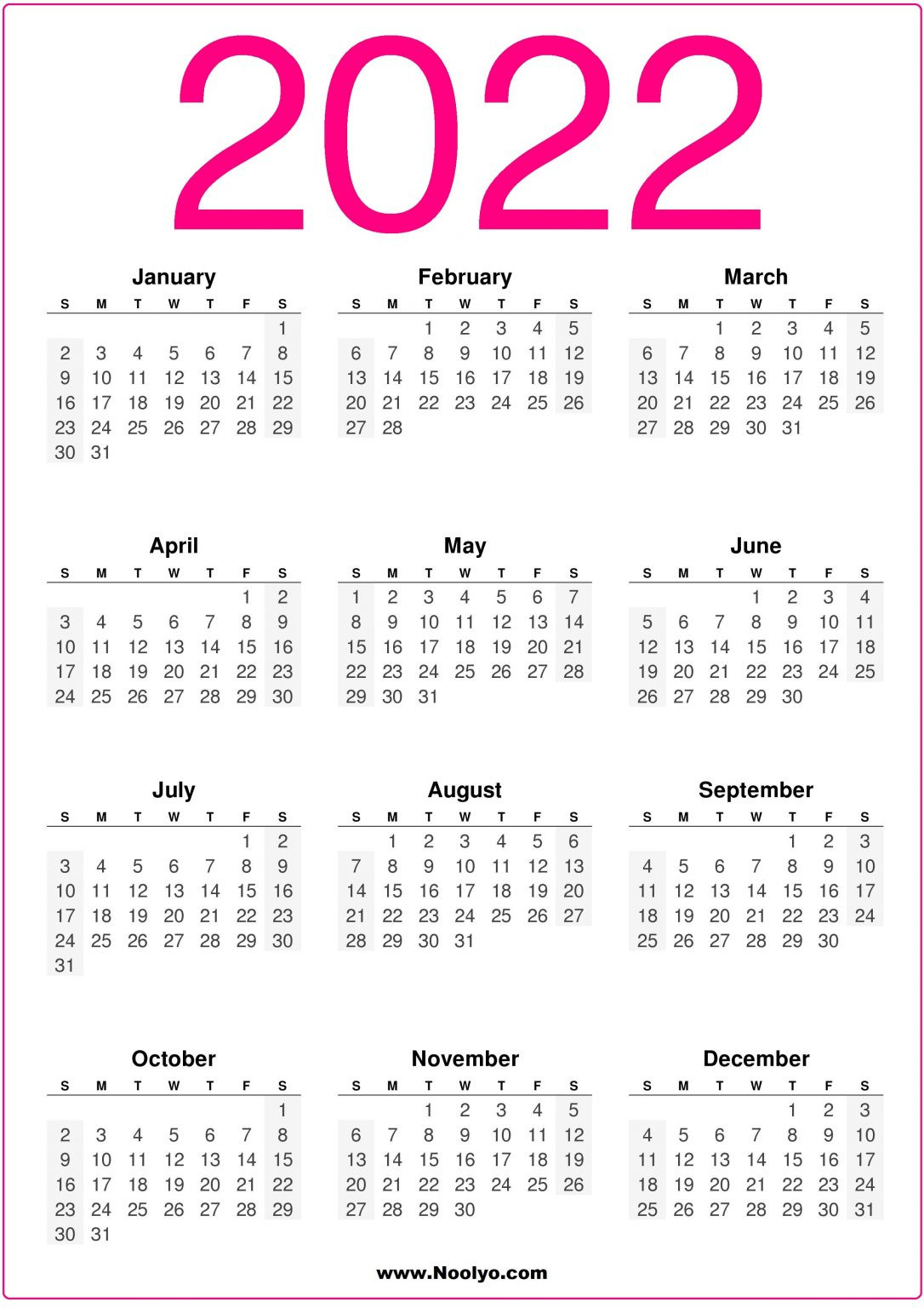 A4 Size 2022 Calendars Printable Free Vertical - Noolyo-2022 Calendar With Holidays Uk
