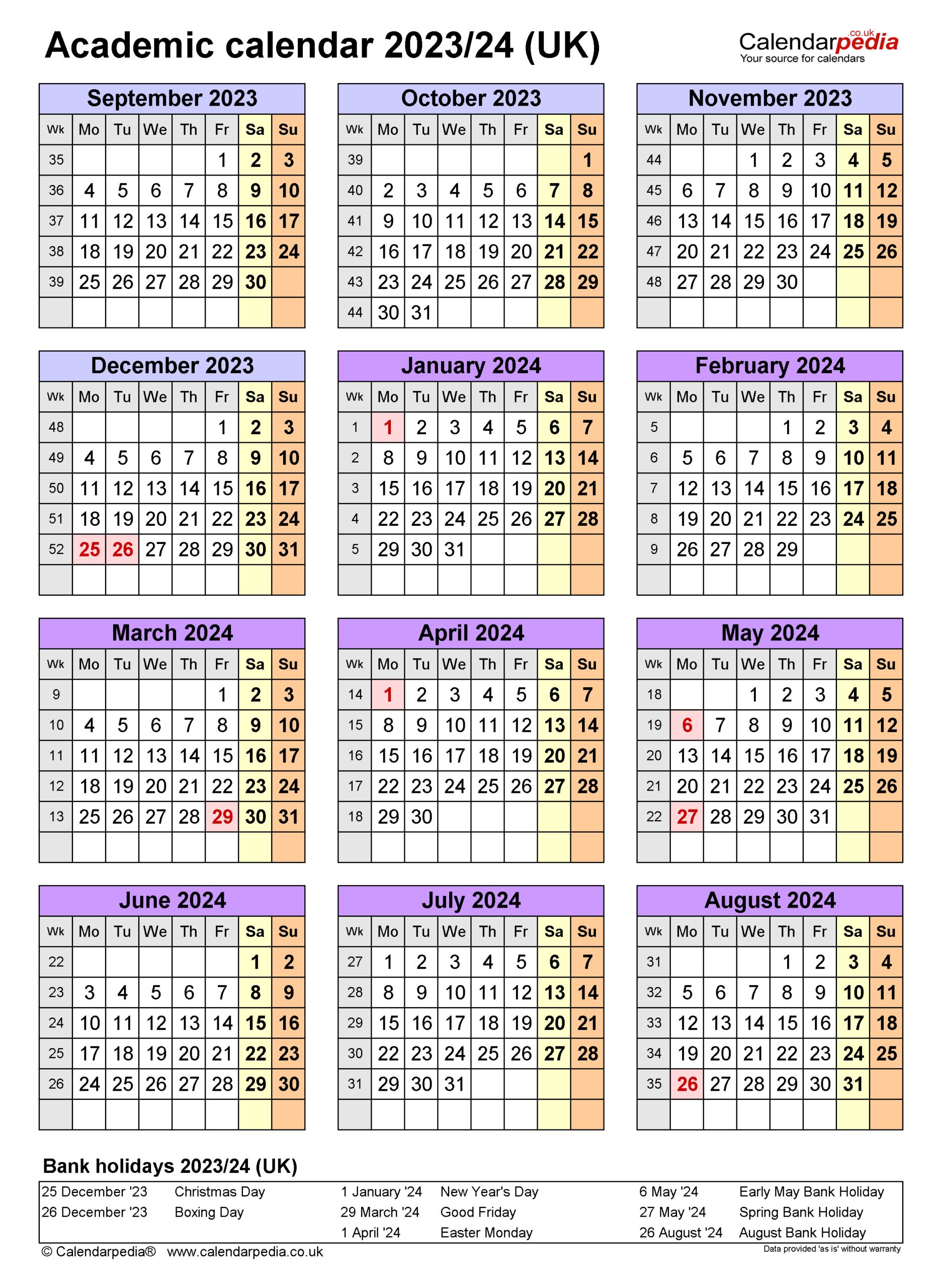 Academic Calendars 2023/24 Uk - Free Printable Excel Templates-2021 Calendar 2022 Printable Uk