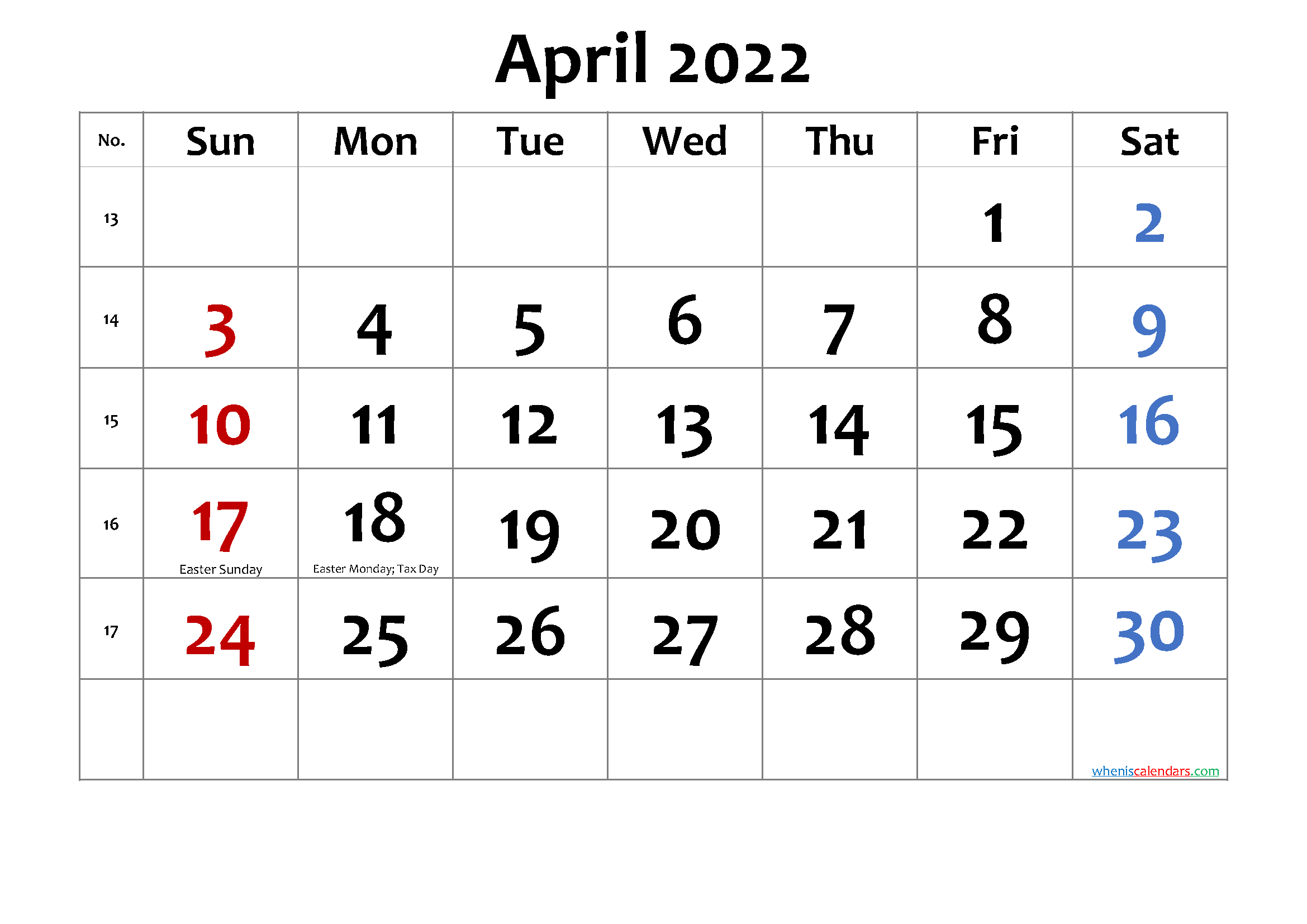 April 2022 Calendar With Easter | December 2022 Calendar-National Awareness Days Calendar Uk 2022