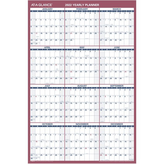 At-A-Glance 2022 Reversible Vertical/Horizontal Yearly Wall Calendar-At A Glance Calendar 2022