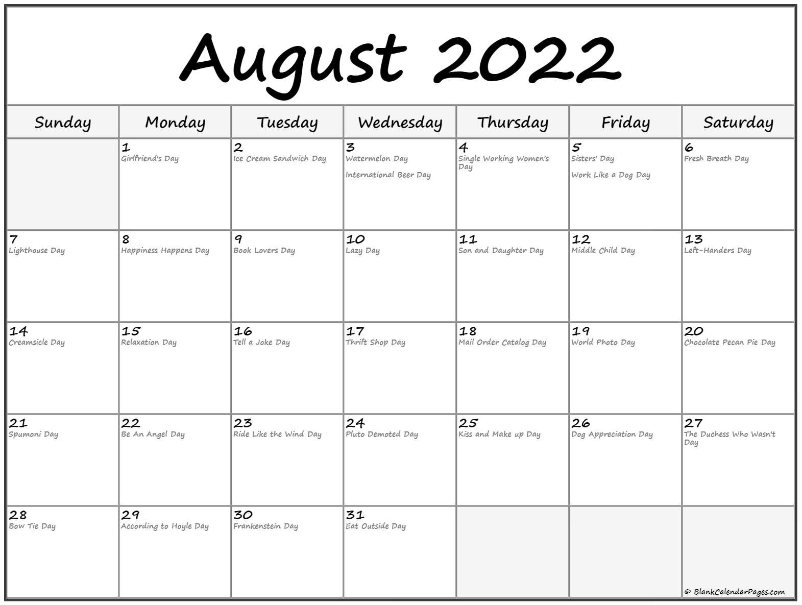August 2022 Calendar With Holidays-Time And Date Calendar Canada 2022