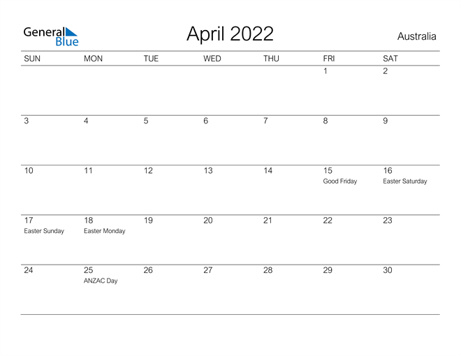 Australia April 2022 Calendar With Holidays-South Australia Public Holidays 2022 Calendar