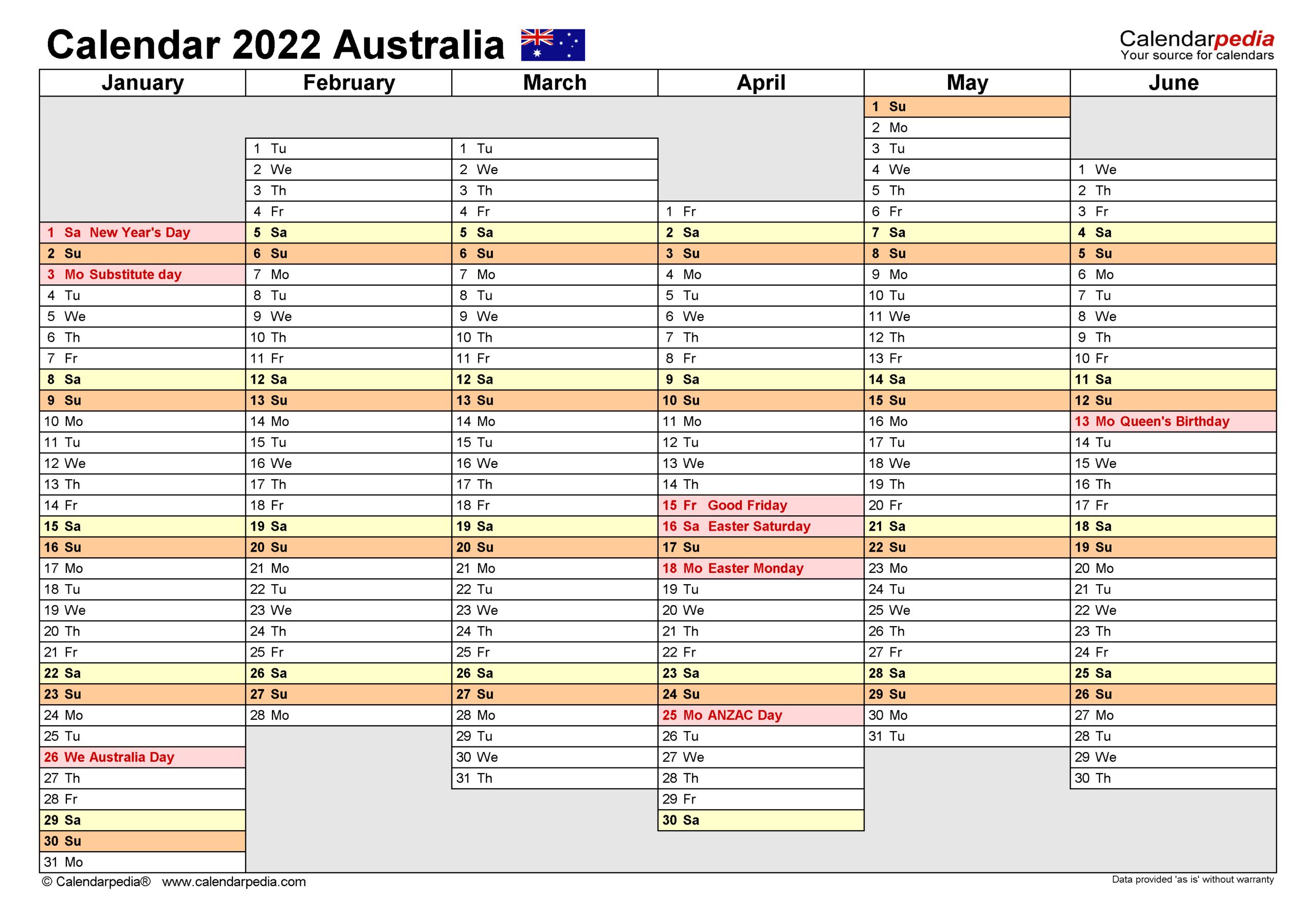 Australia Calendar 2022 - Free Printable Excel Templates-Year To View Calendar 2022 Printable