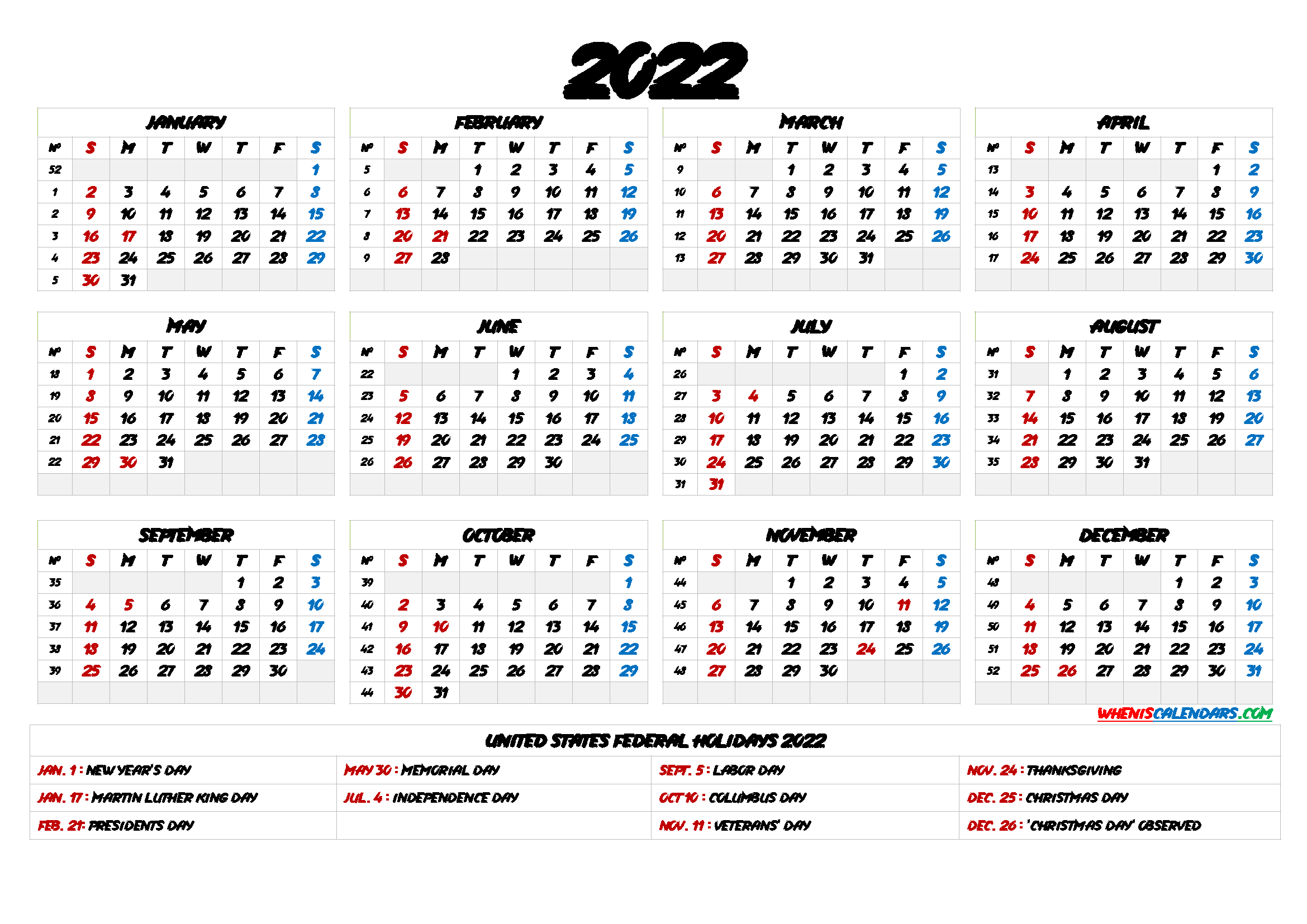 Bank Holidays 2022 Printable Calendar One Page - Free 2021 And 2022-2021 Calendar 2022 Printable With Holidays