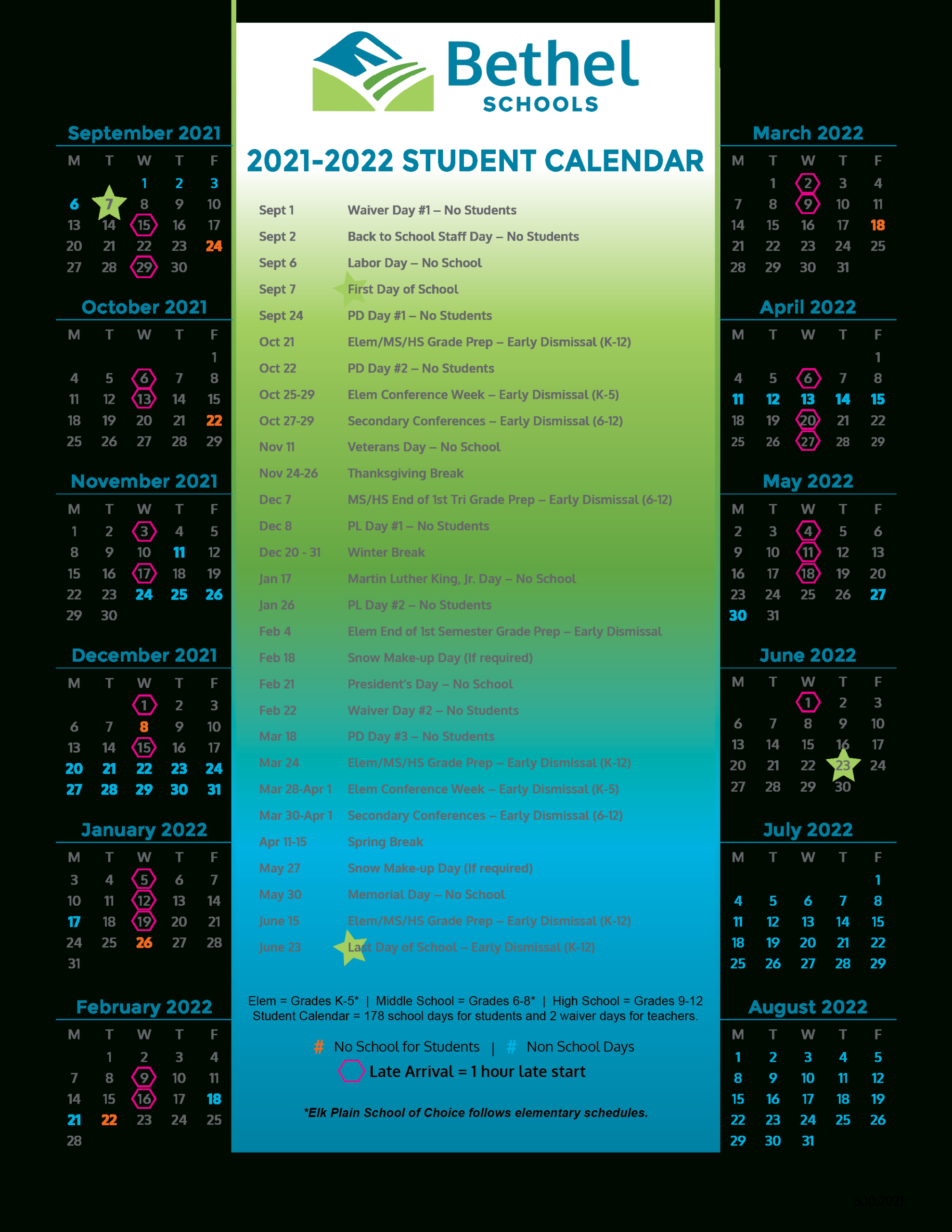 Bethel School District Calendar 2022 - Calendar 2022-Next Year School Calendar 2022