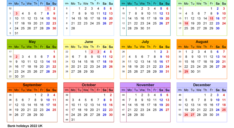 Calendar 2022 (Uk) - Free Printable Microsoft Excel Templates-Calendar 2022 August Bank Holiday