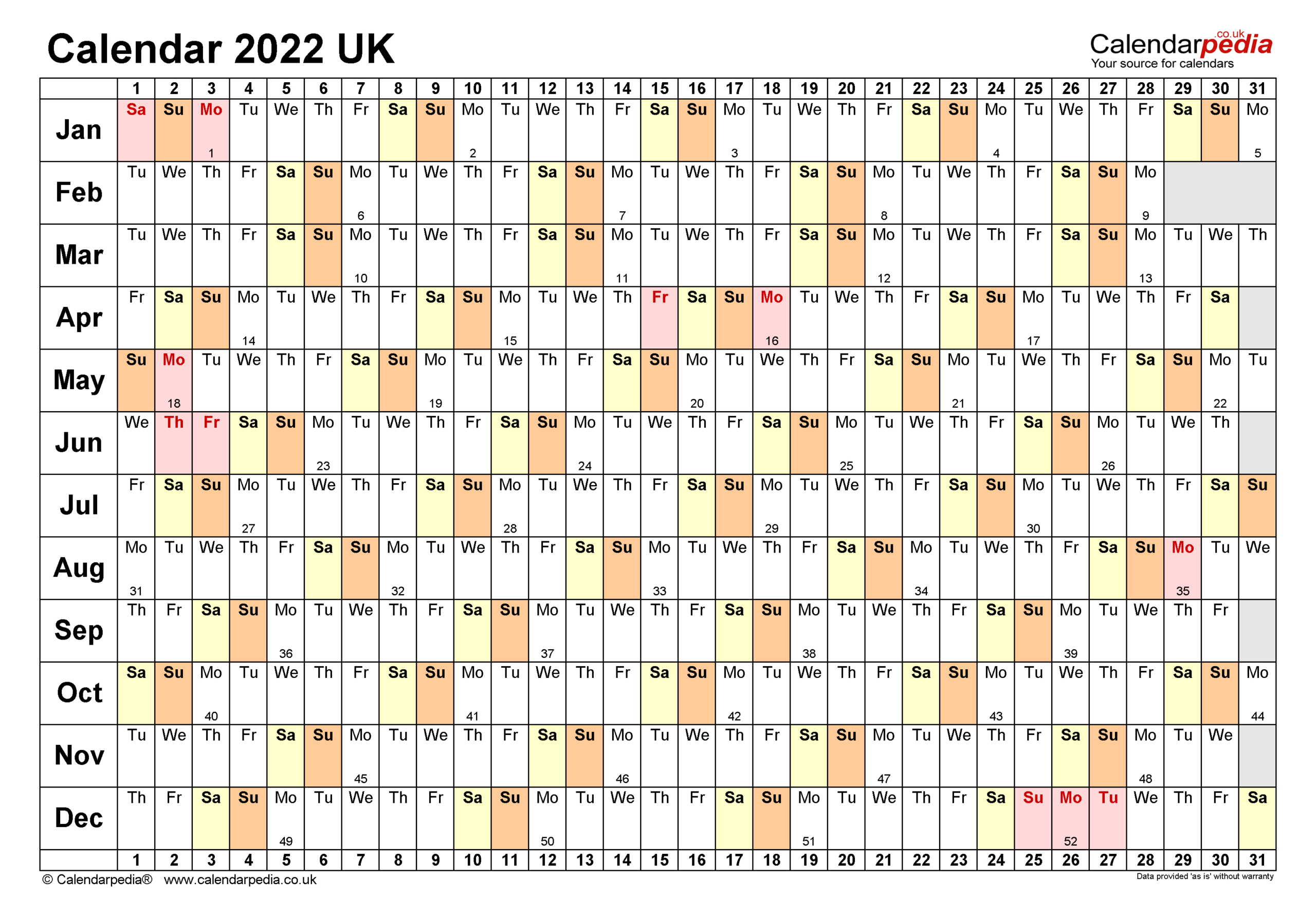 Calendar 2022 (Uk) - Free Printable Pdf Templates-Free Printable Calendar 2022 Pdf