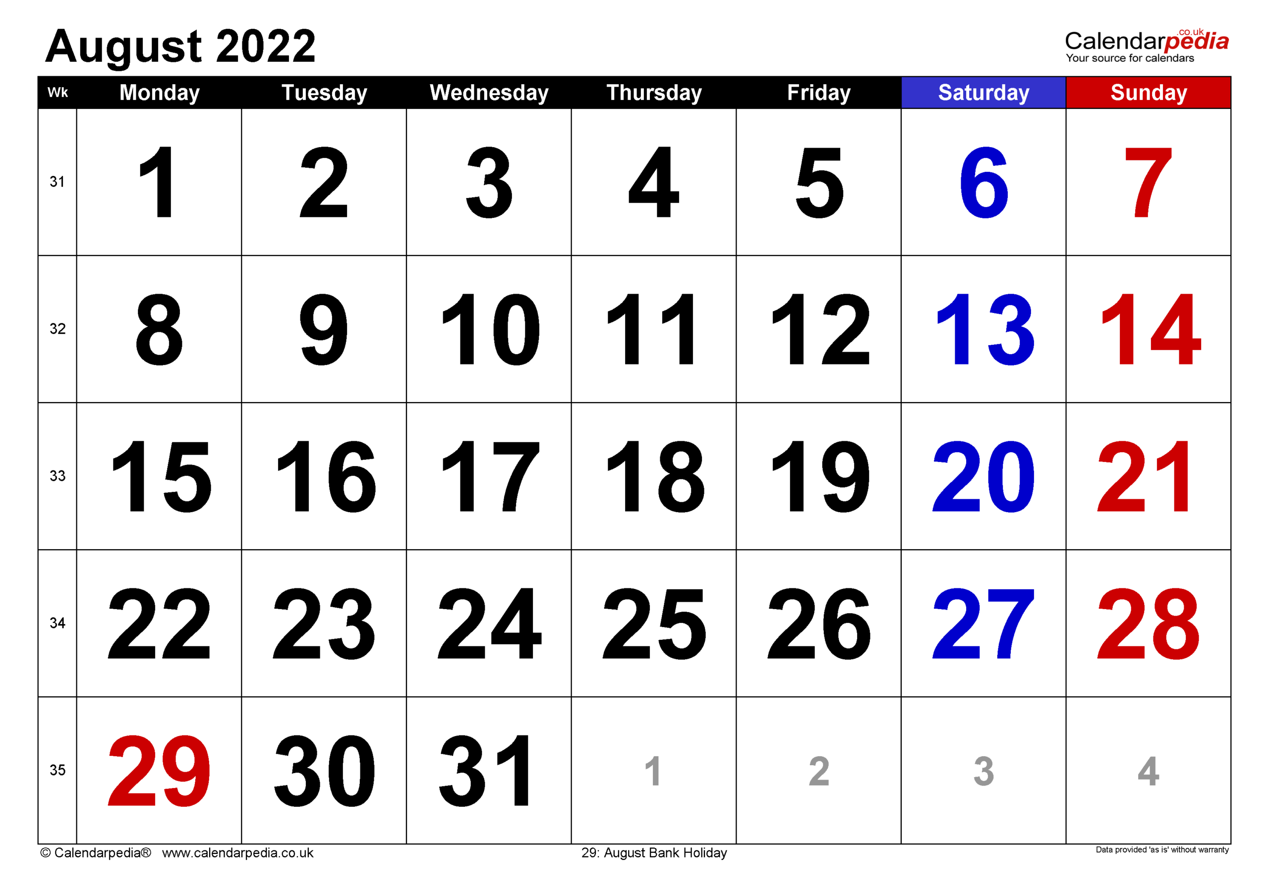 Calendar August 2022 Uk With Excel, Word And Pdf Templates-2022 Calendar With Holidays Uk
