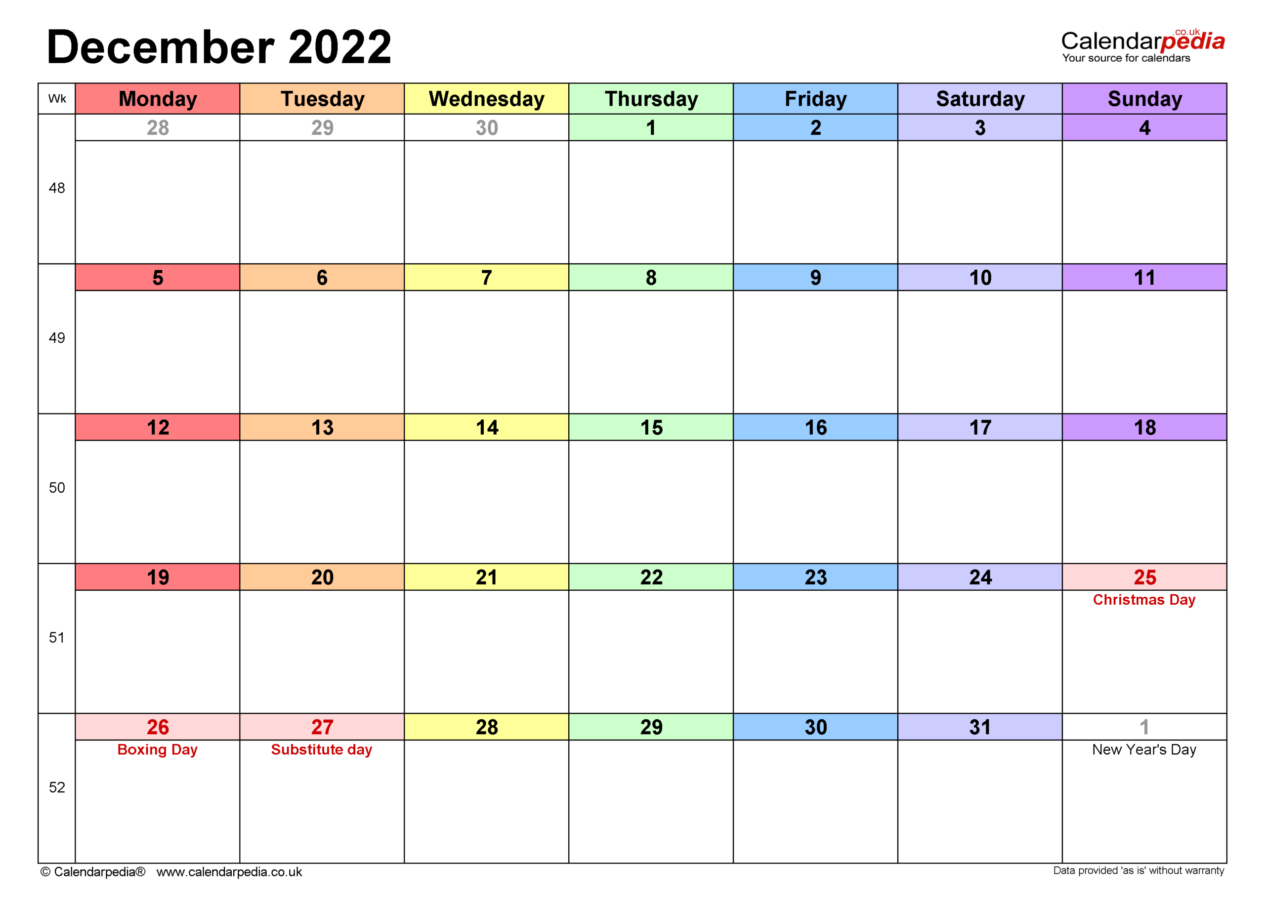 Calendar December 2022 Uk With Excel, Word And Pdf Templates-2022 Calendar With Holidays Uk