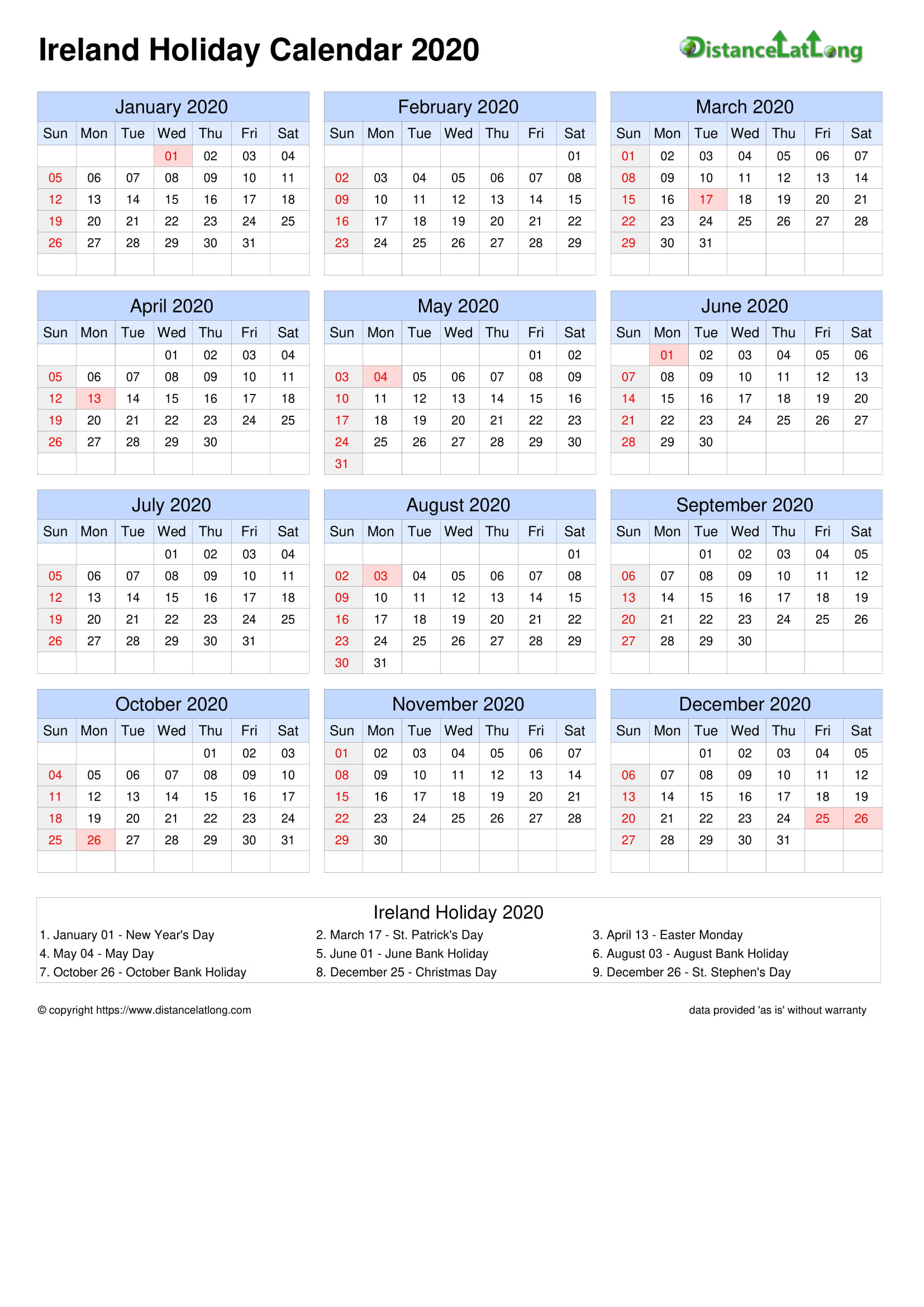 Calendar Horizontal Grid Sunday To Saturday Bank Holiday Ireland A4-Holiday Calendar 2022 South Africa