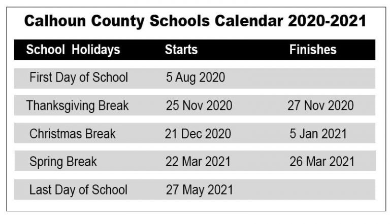 Calhoun County School Calendar Archives - Us School Calendar-Martin County School Calendar 2022
