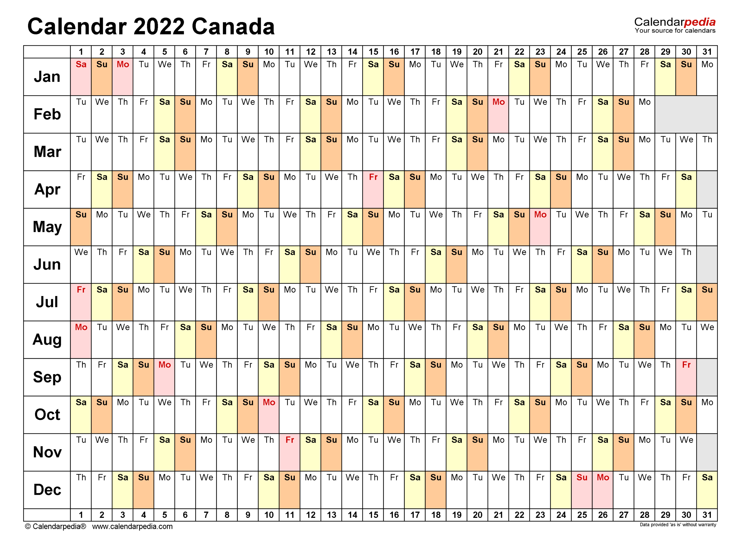 Canada Calendar 2022 - Free Printable Pdf Templates-2022 Calendar With Holidays Canada