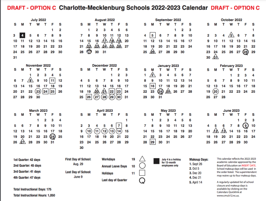 Charlotte-Mecklenburg School Board Approves 2022-23 Calendar | Wfae 90-Nc State Academic Calendar 2022