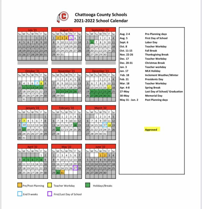 Chattooga County Schools 2021-2022 Calendar - Allongeorgia-School Calendar 2021 To 2022 Deped