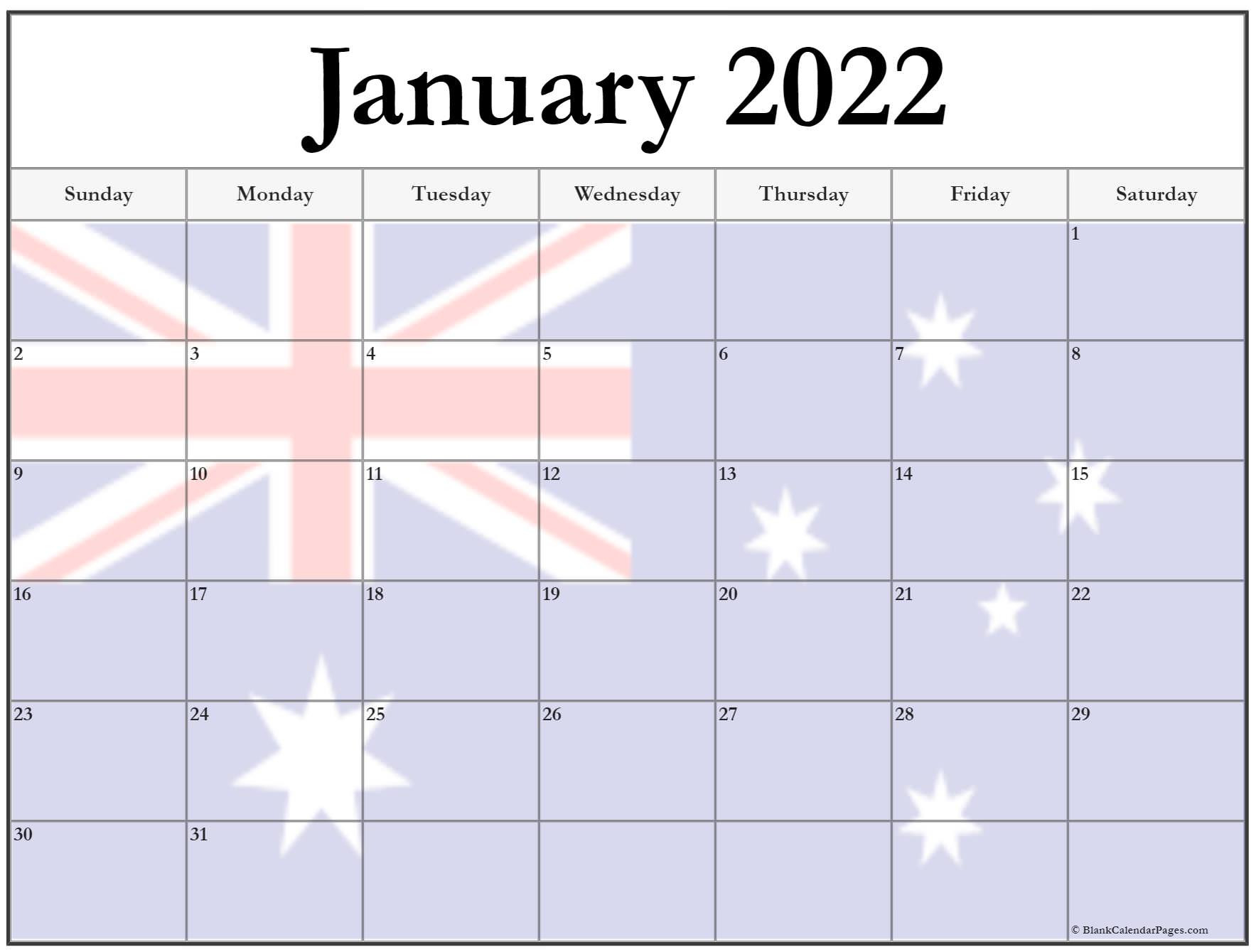 Collection Of January 2022 Photo Calendars With Image Filters.-Free Printable Calendar 2022 Australia