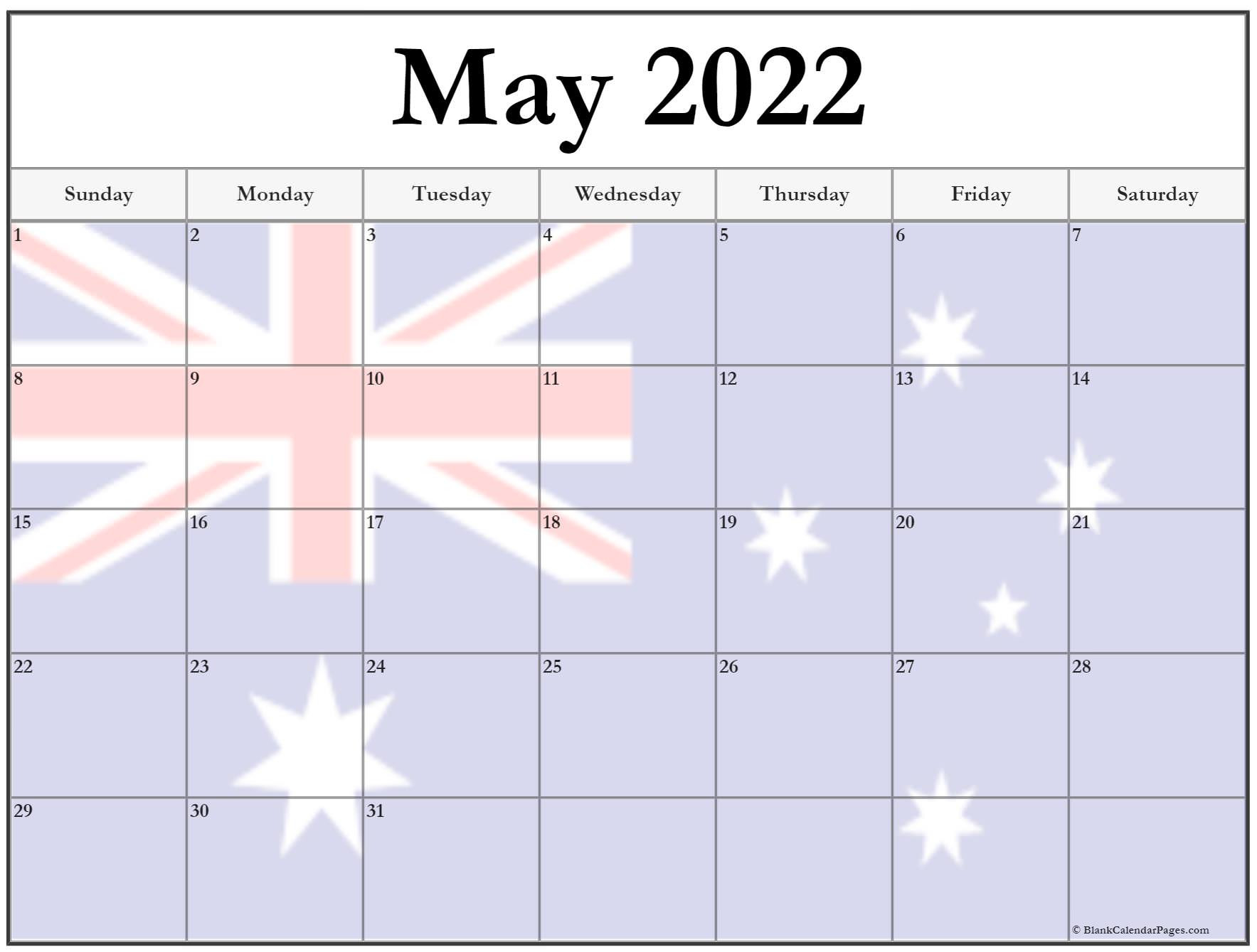 Collection Of May 2022 Photo Calendars With Image Filters.-Free Printable Calendar 2022 Australia