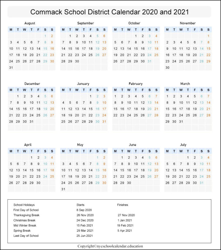 Commack School District Calendar 2021-2022 Archives | Nyc School-Nyc School Calendar 2021 To 2022 Printable
