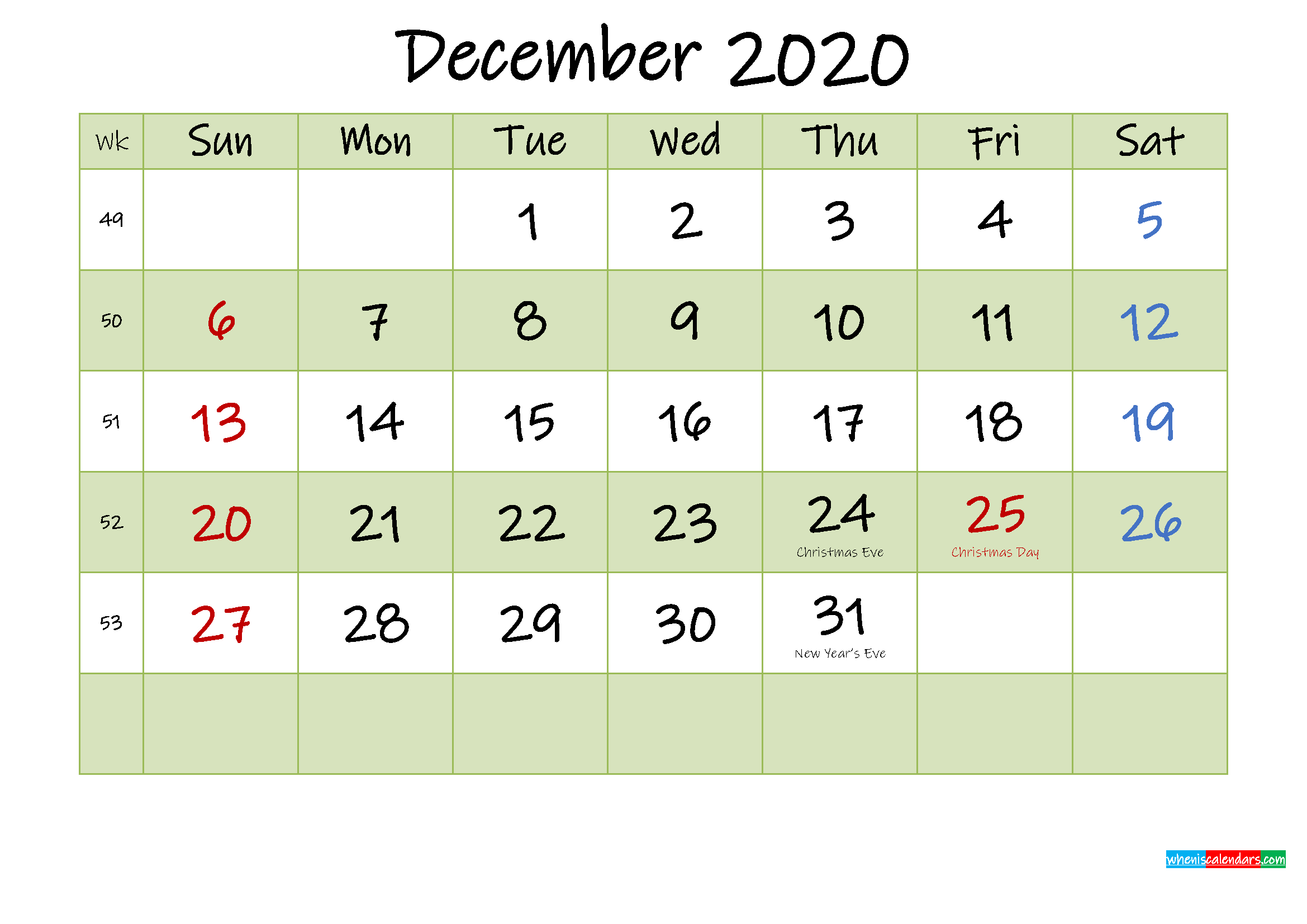December 2020 Calendar With Holidays Printable - Template No.ink20M456-2020 Calendar 2022 Printable With Holidays