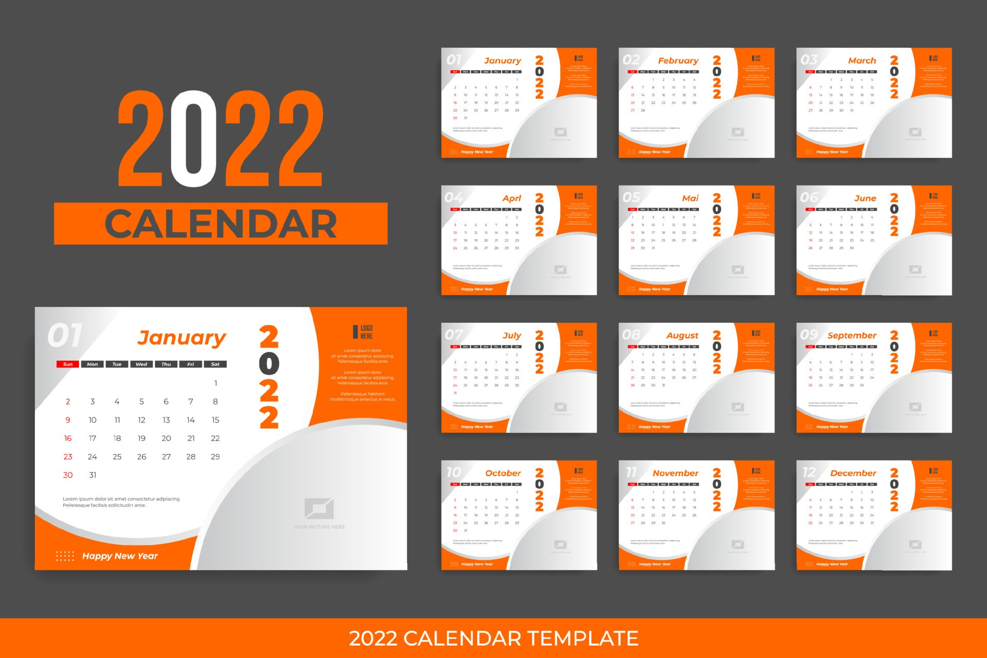 Desk Calendar 2022 Vector Art, Icons, And Graphics For Free Download-Calendar 2022 Vector Free Download