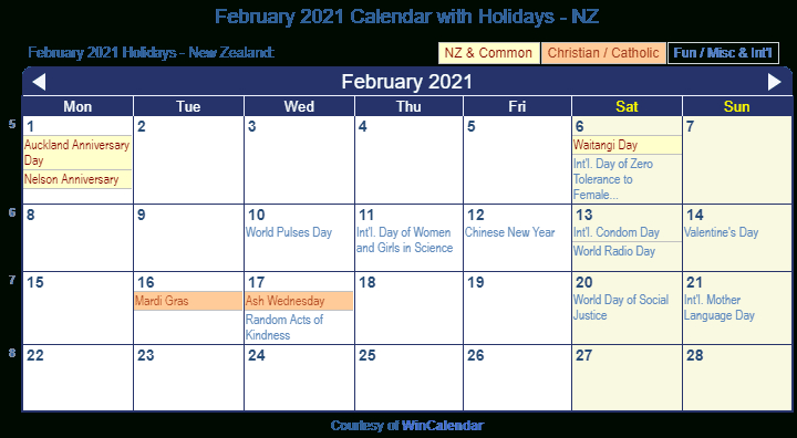 Feb 2021 Calendar Nz | 2022 Calendar-Free Printable 2022 Calendar With Holidays Nz