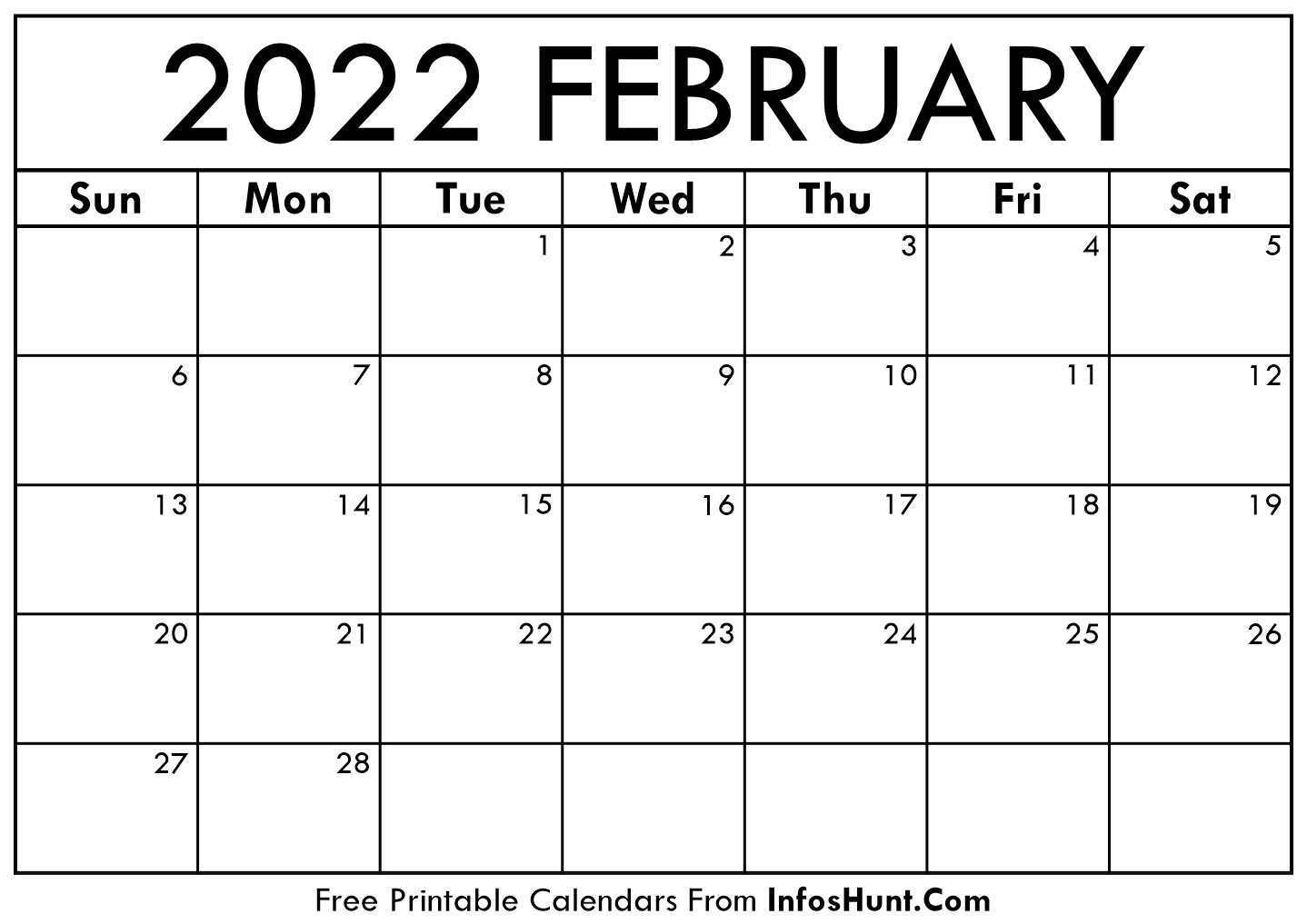 February 2022 Calendar Printable - Free Yearly &amp; Monthly Calendar 2021-Time And Date Calendar Canada 2022