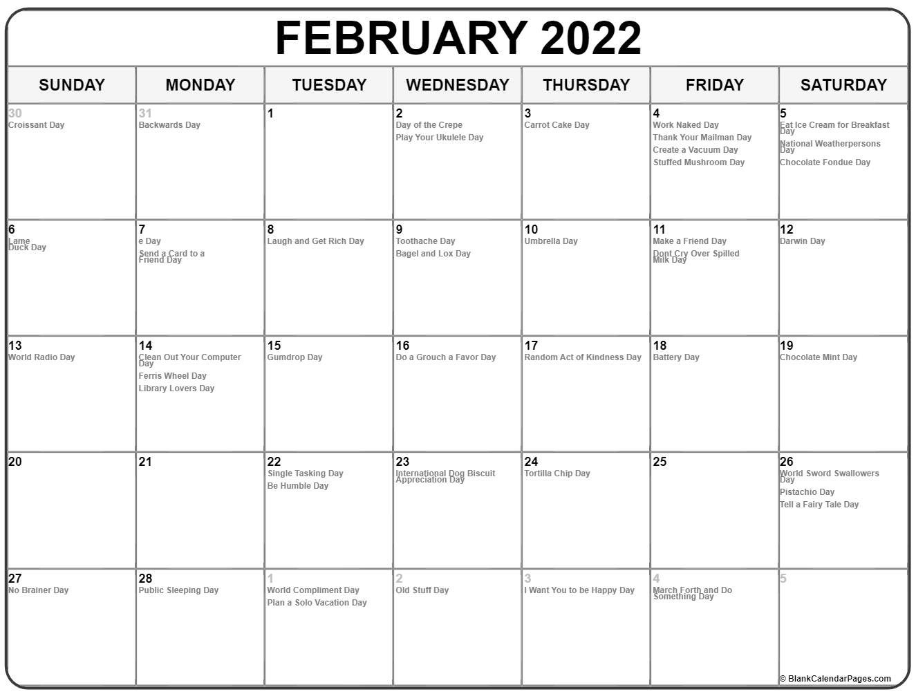 February 2022 With Holidays Calendar-Time And Date Calendar Canada 2022