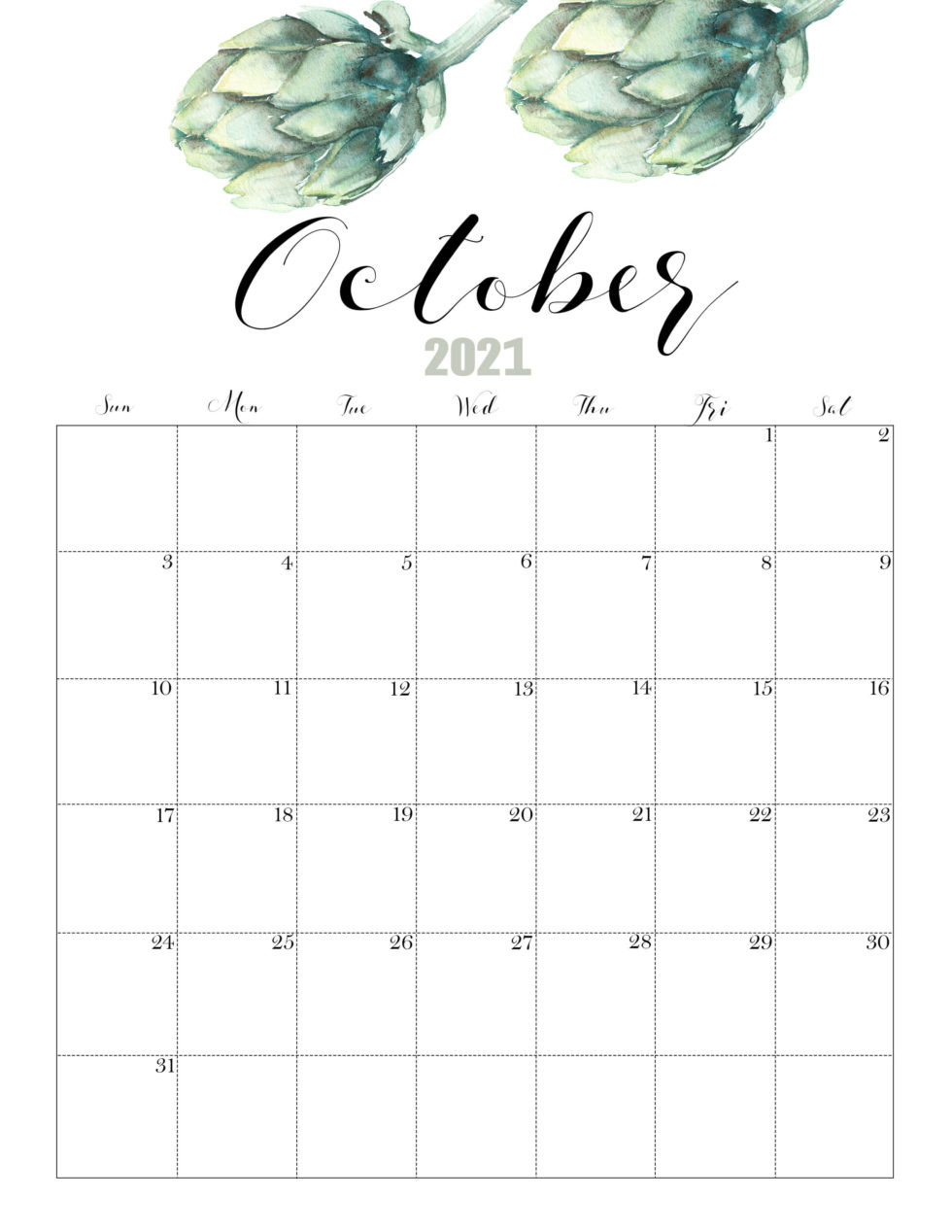 Floral October 2021 Calendar Cute - Latest Calendar Printable Templates-How To Make A 2021 Calendar
