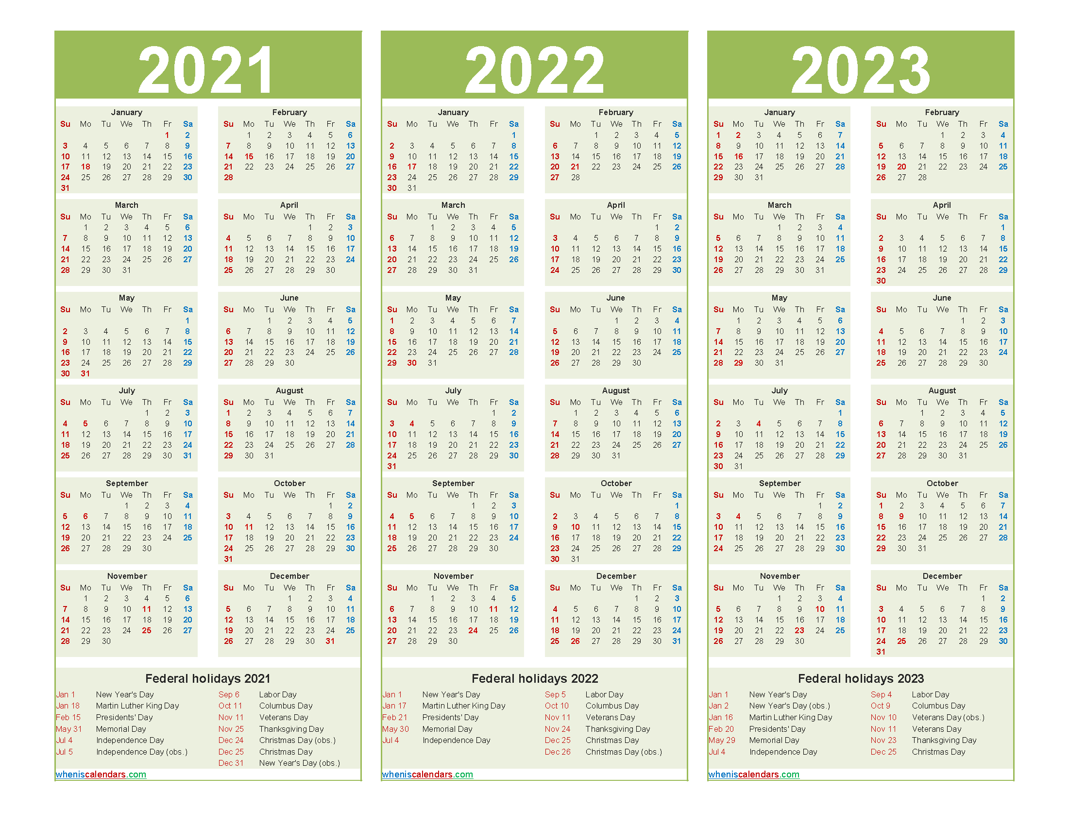 Free 2021 And 2022 And 2023 Calendar With Holidays-Printable Calendar 2021 To 2022