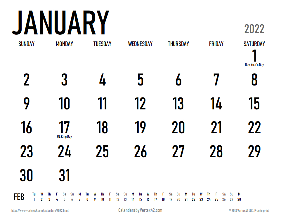 Free 2022 Printable Calendars | Free Letter Templates-2022 Printable Calendar With Notes