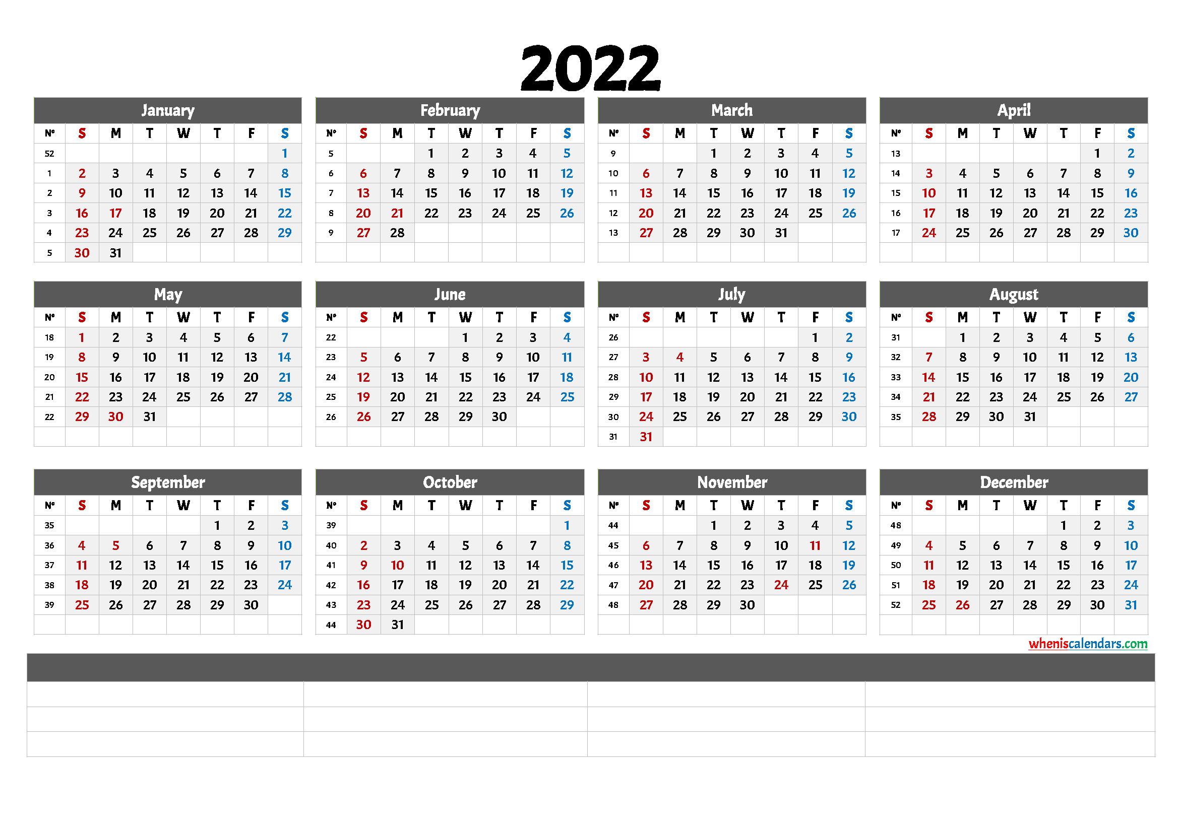 Free Cute Printable Calendar 2022 (6 Templates)-2022 Calendar Uk Week Numbers