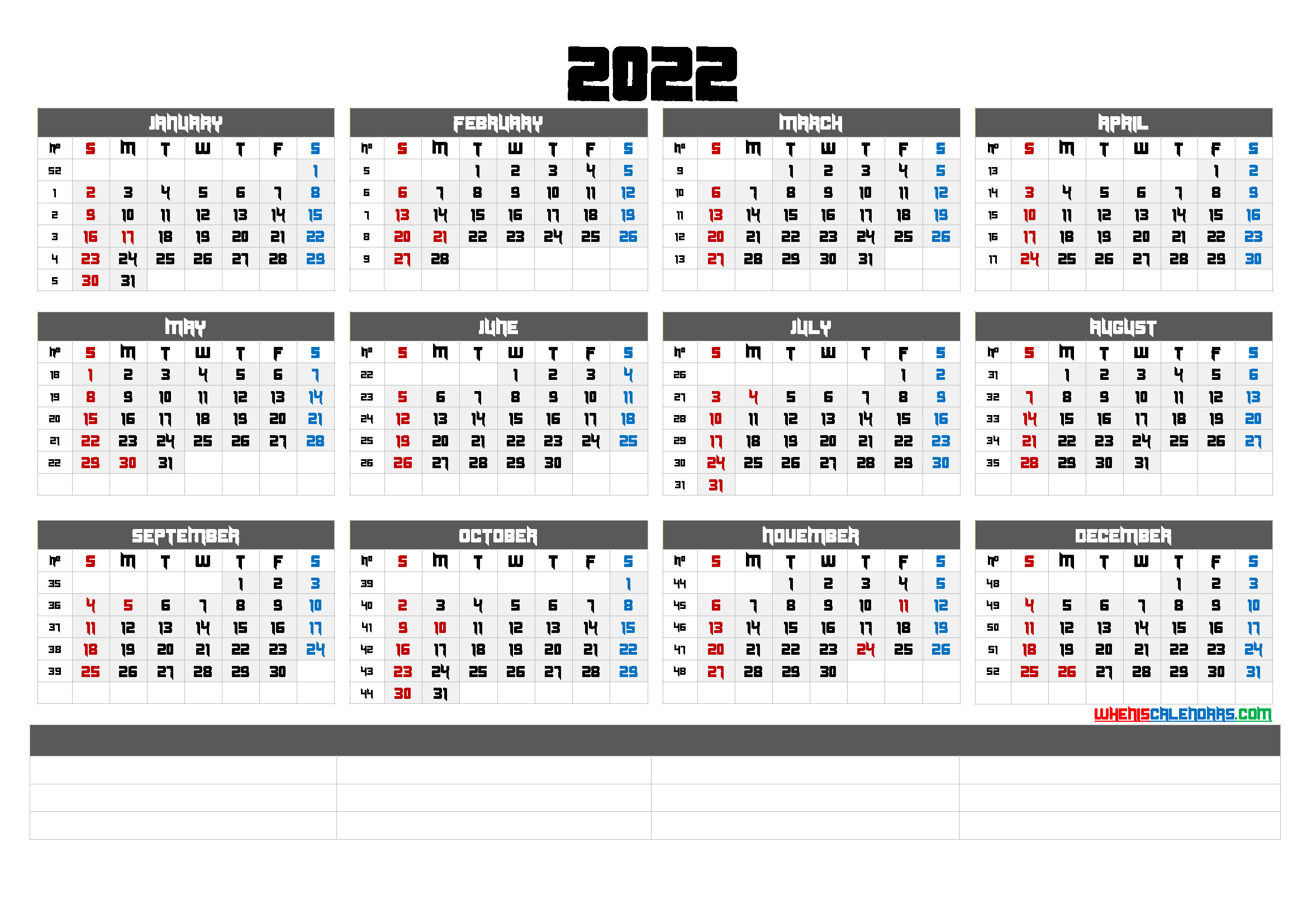 Free Printable 2022 Calendar By Year (6 Templates)-Download Calendar 2022 Pdf Windows 10