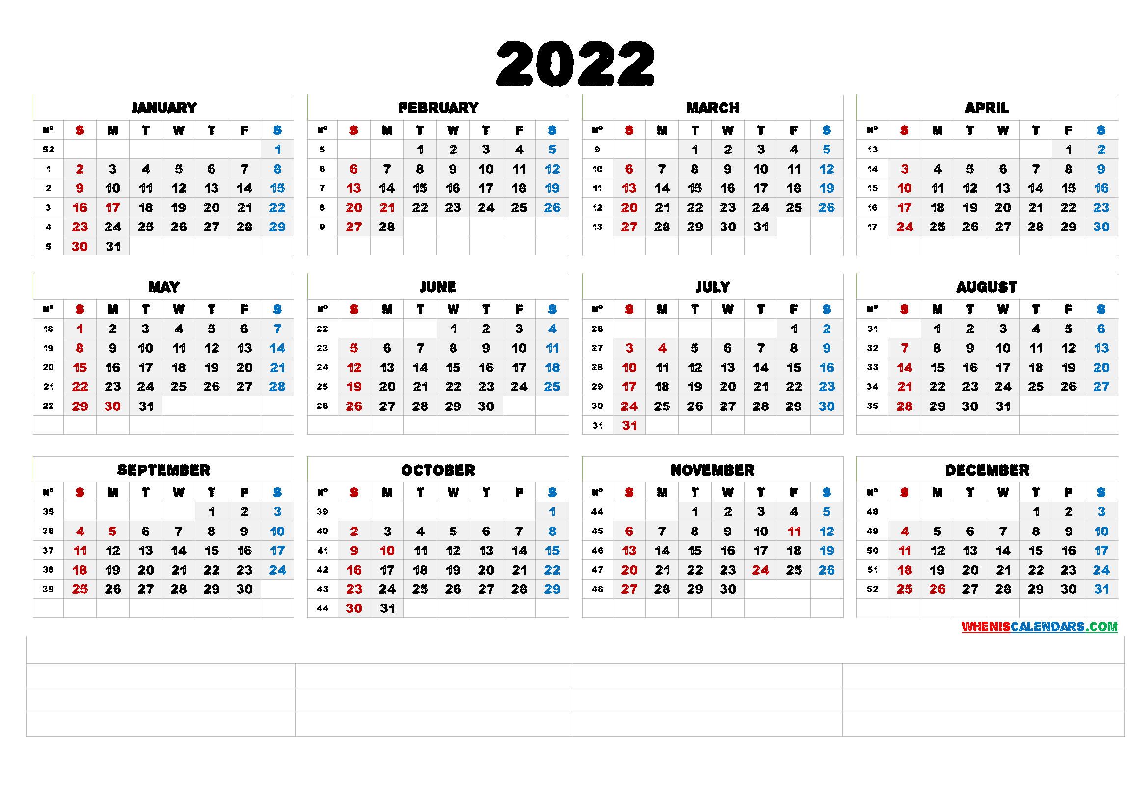 Free Printable 2022 Yearly Calendar - Calendraex-Time And Date Calendar 2022 Printable