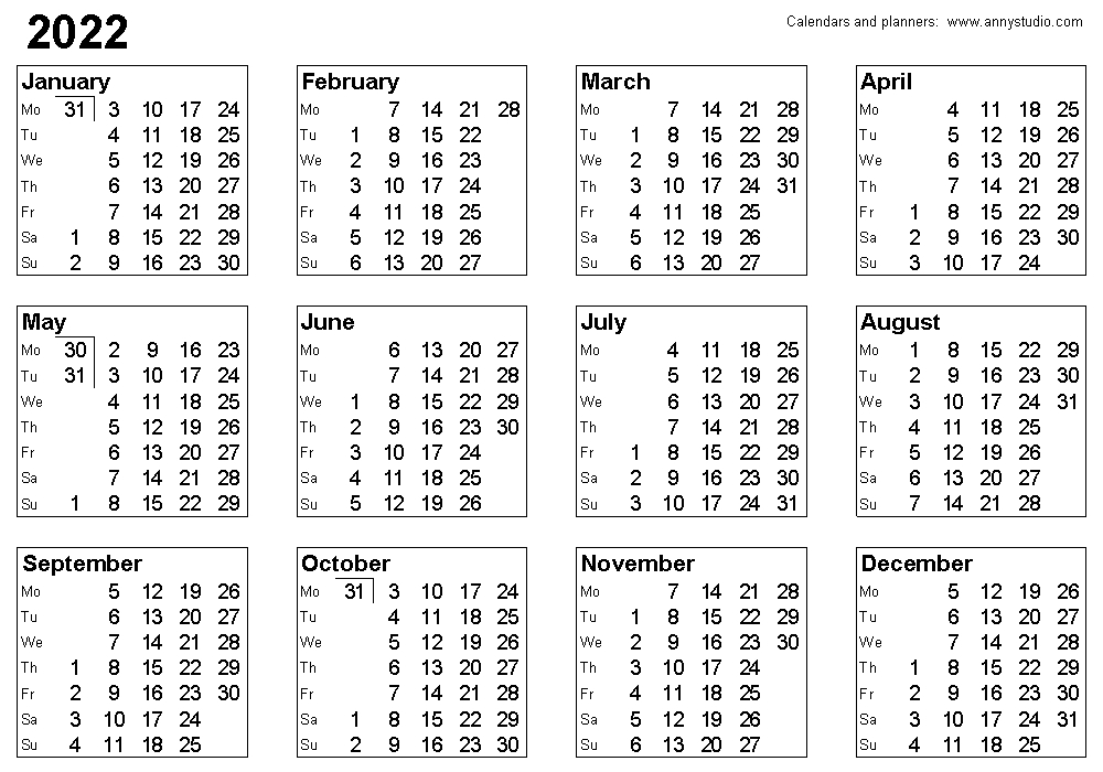 Free Printable Calendars And Planners 2022, 2023 And 2024-2022 Calendar Uk Week Numbers